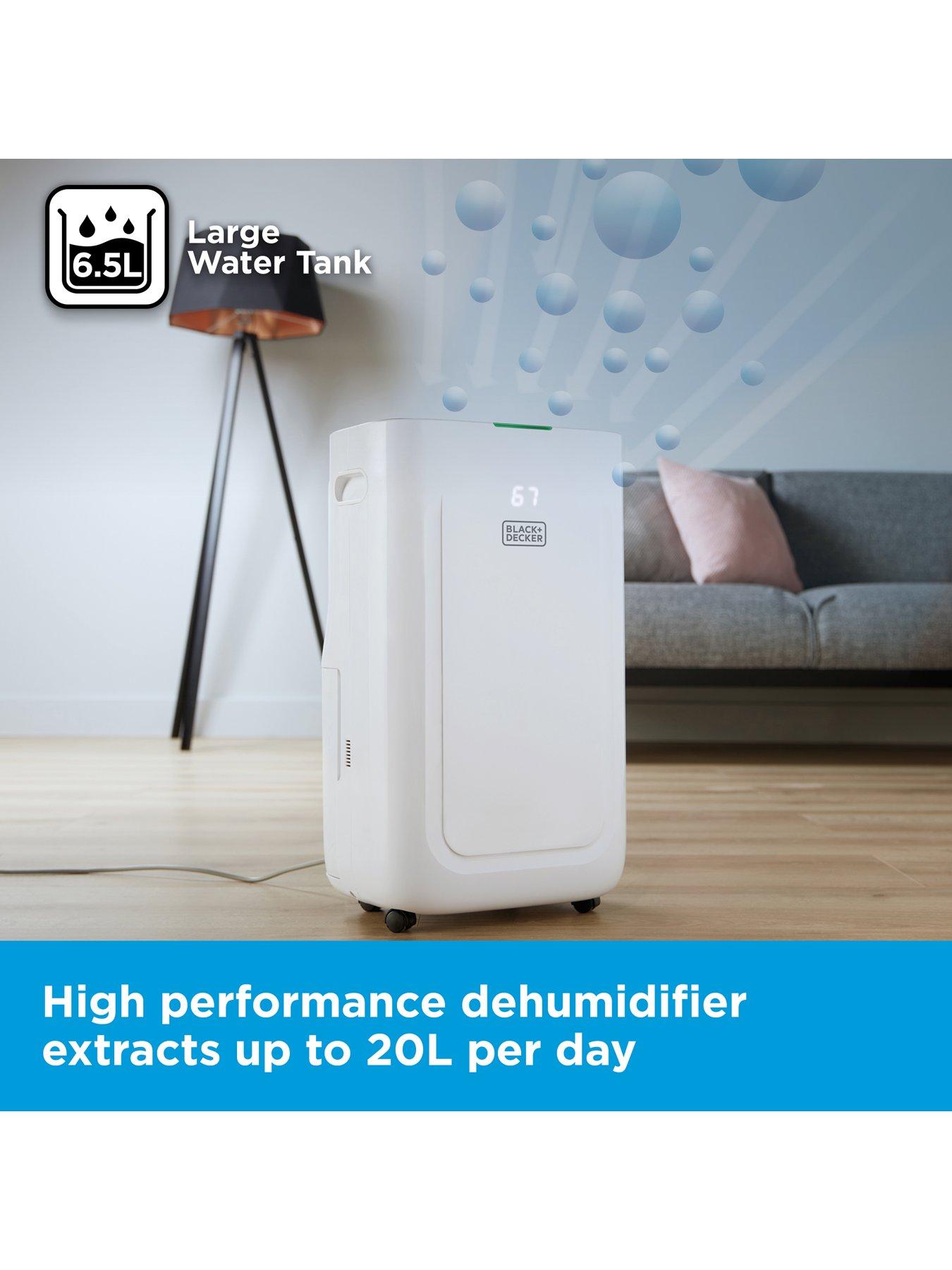  image of black-decker-bxeh60014gb-20l-smart-dehumidifier-4-modes-quiet-65l-water-tank-24-hour-timer-white