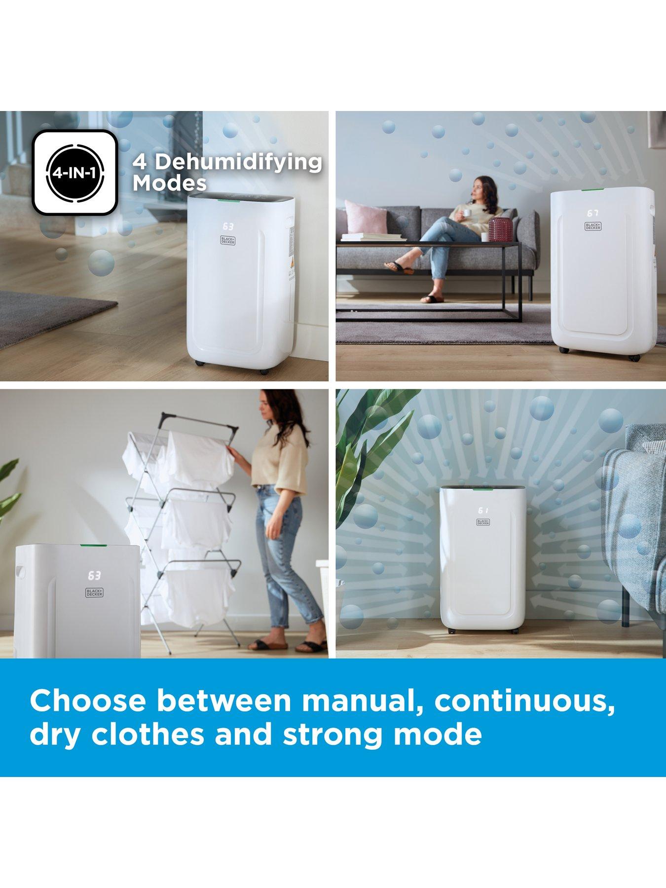  image of black-decker-bxeh60014gb-20l-smart-dehumidifier-4-modes-quiet-65l-water-tank-24-hour-timer-white