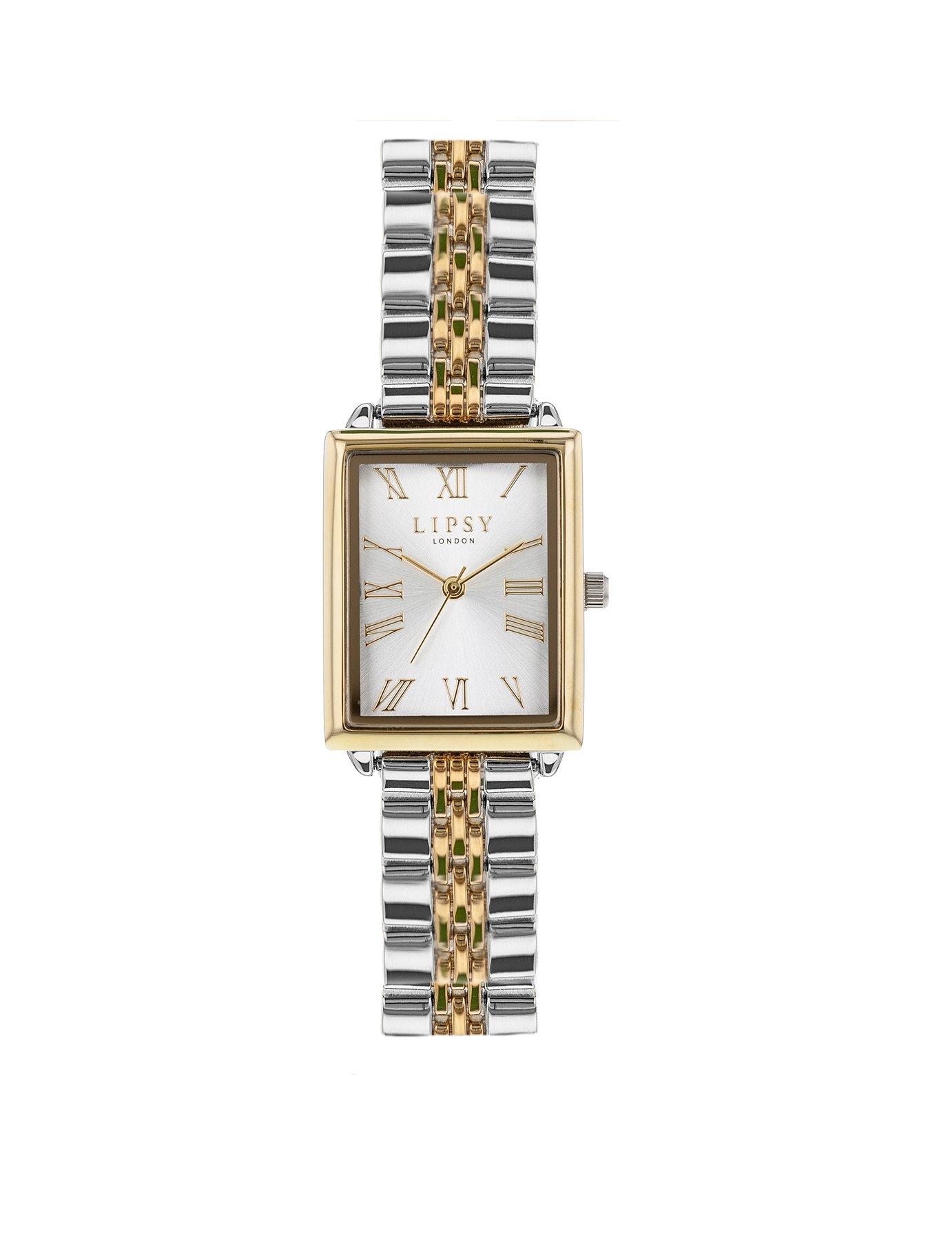 Lipsy London Womens Watch with Diamante, Silver Dial and Rose Gold