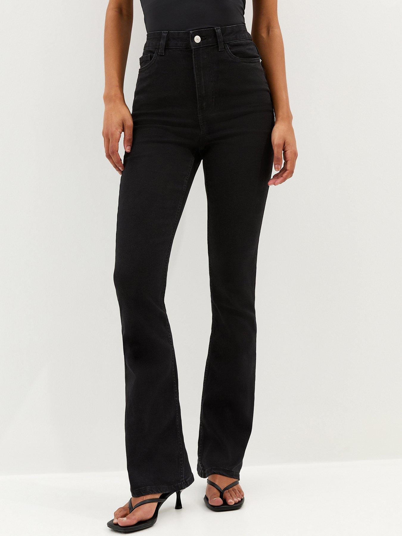 Image 1 of 6 of New Look Washed Black Waist Enhance Quinn Bootcut Stretch Denim Jeans