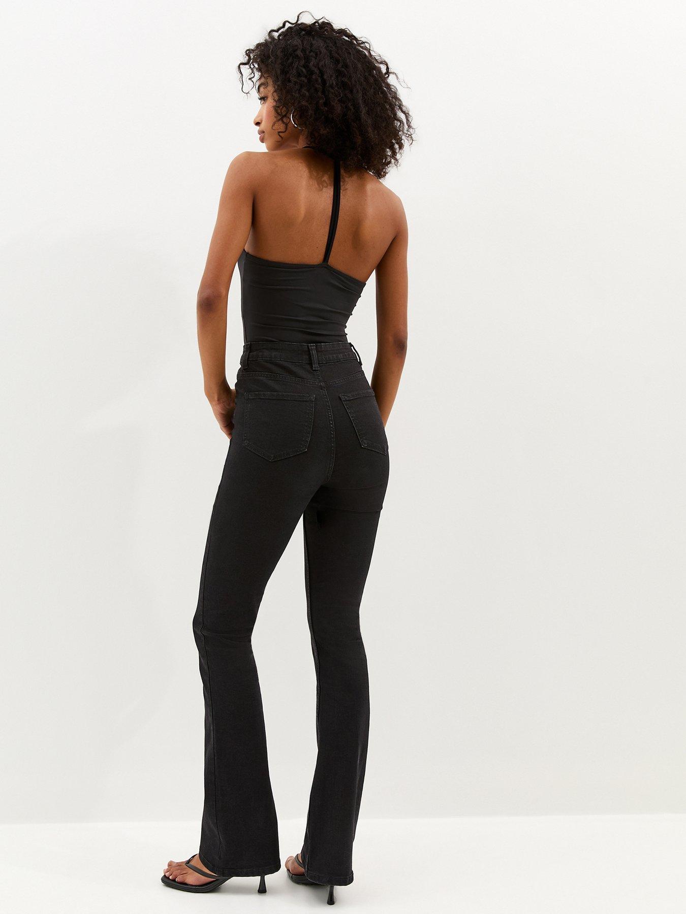 Image 2 of 6 of New Look Washed Black Waist Enhance Quinn Bootcut Stretch Denim Jeans