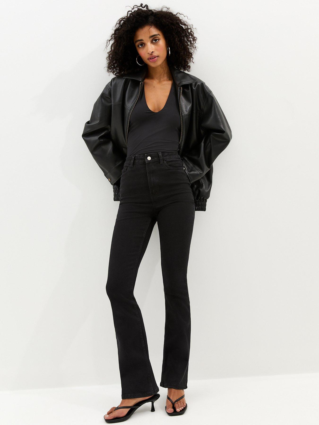 Image 3 of 6 of New Look Washed Black Waist Enhance Quinn Bootcut Stretch Denim Jeans