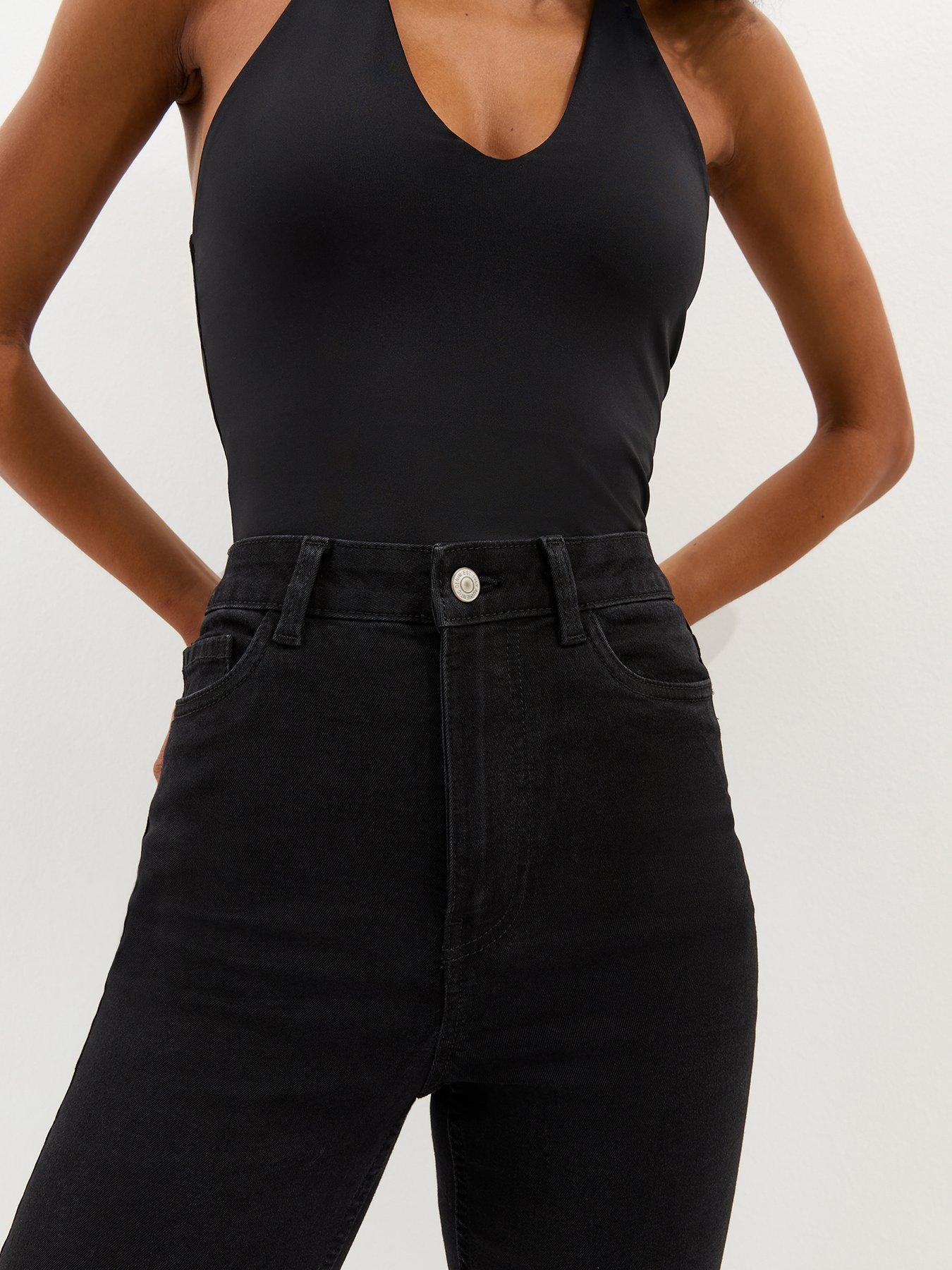 Image 5 of 6 of New Look Washed Black Waist Enhance Quinn Bootcut Stretch Denim Jeans
