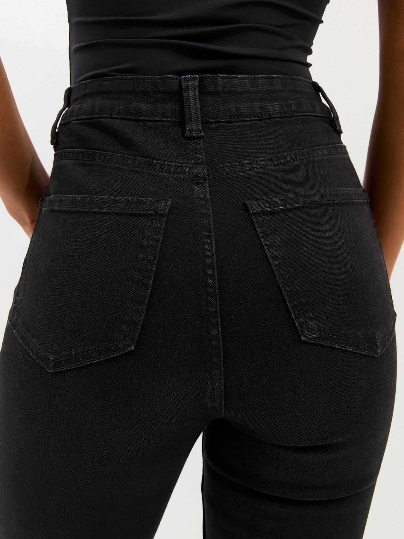 Image 6 of 6 of New Look Washed Black Waist Enhance Quinn Bootcut Stretch Denim Jeans