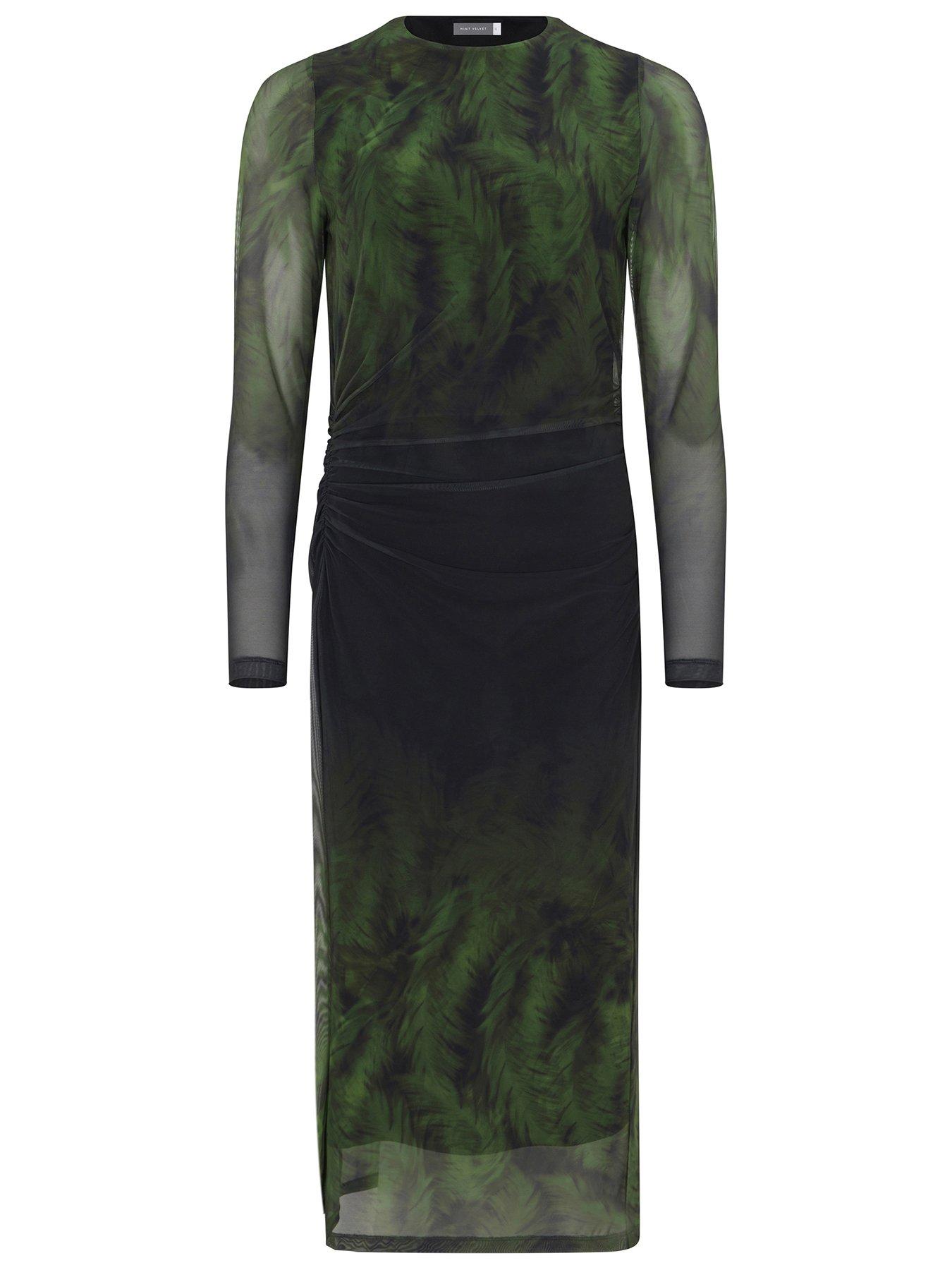 Green Sequin Ruched Side Midi Dress by AX Paris