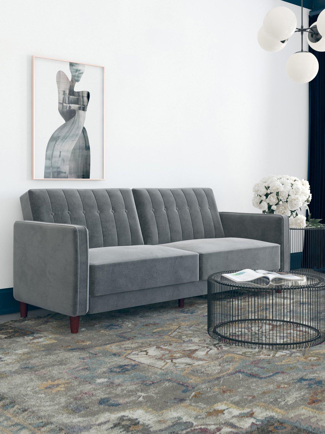 Dorel Home Pin Tufted Transitional Velvet Sofa Bed