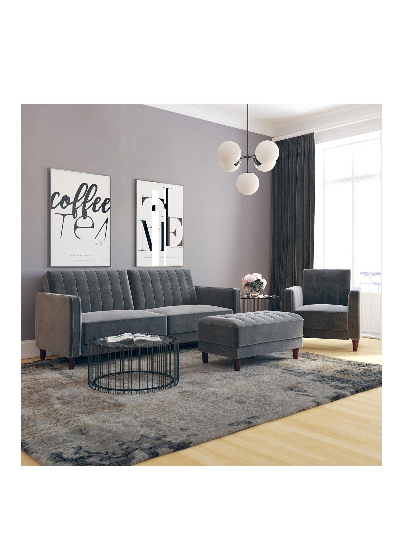  image of dorel-home-pin-tufted-transitional-velvetnbspsofa-bed