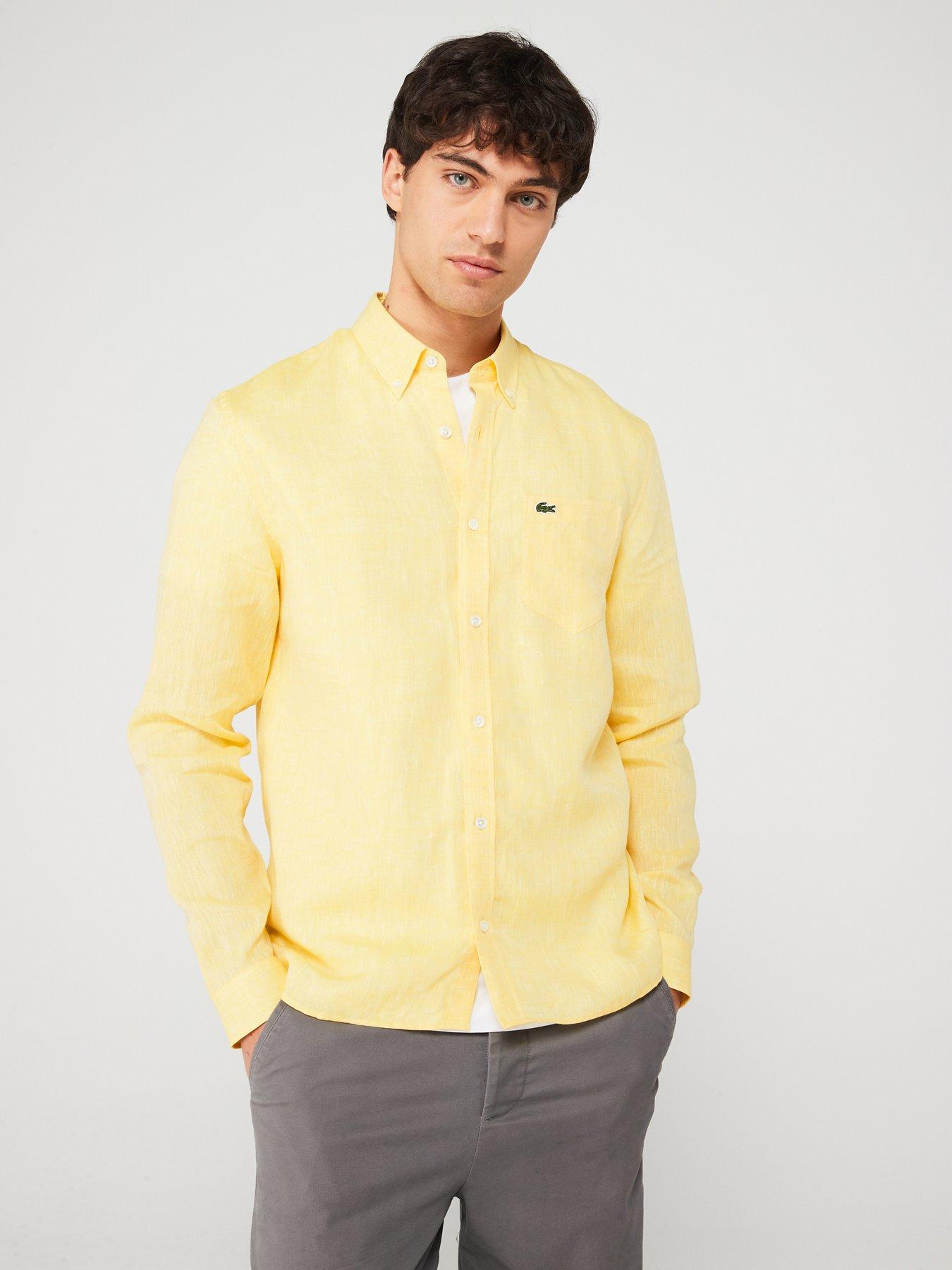 lacoste-long-sleeve-linen-shirt-yellow