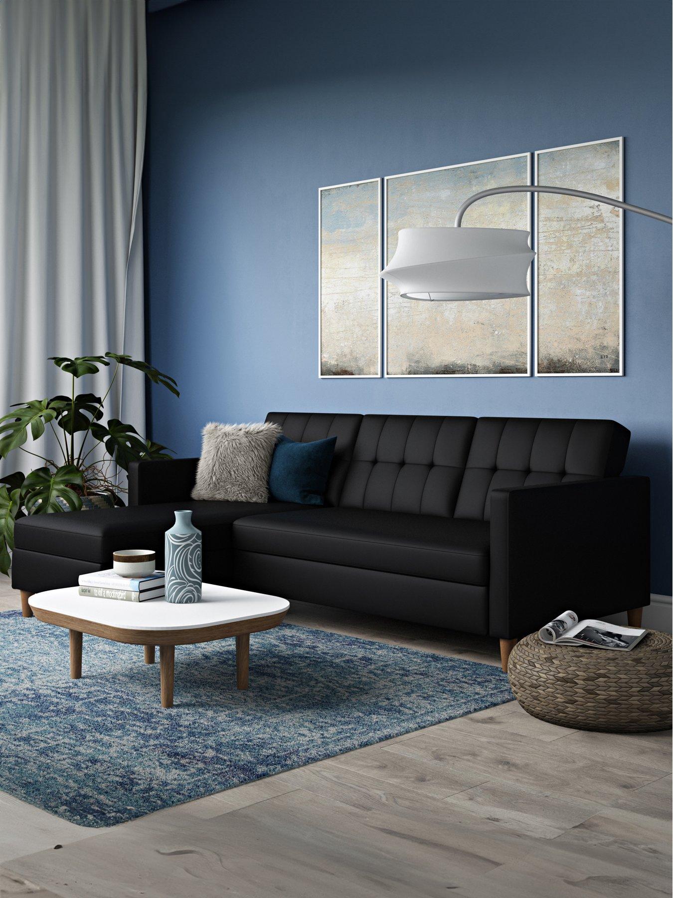  image of dorel-home-hartford-sectional-cornernbspfuton-black