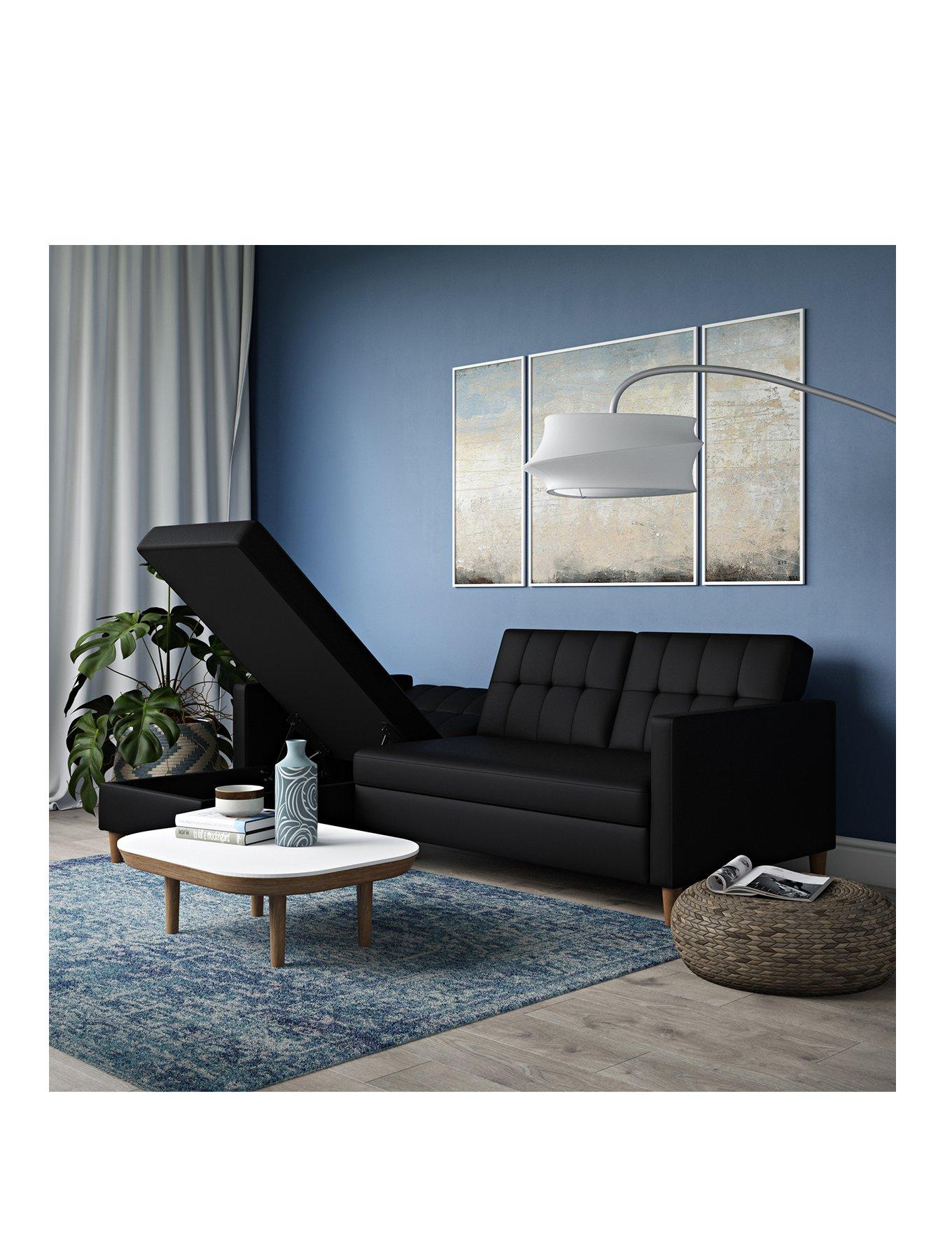  image of dorel-home-hartford-sectional-cornernbspfuton-black