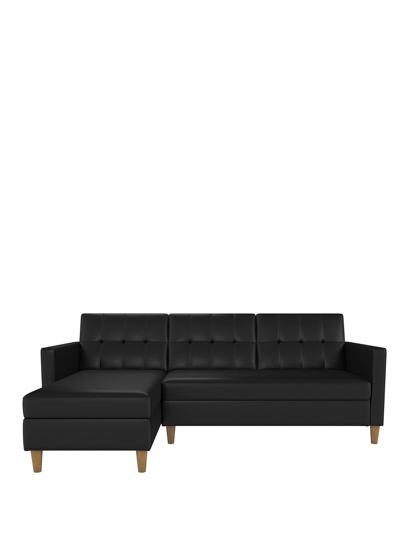  image of dorel-home-hartford-sectional-cornernbspfuton-black