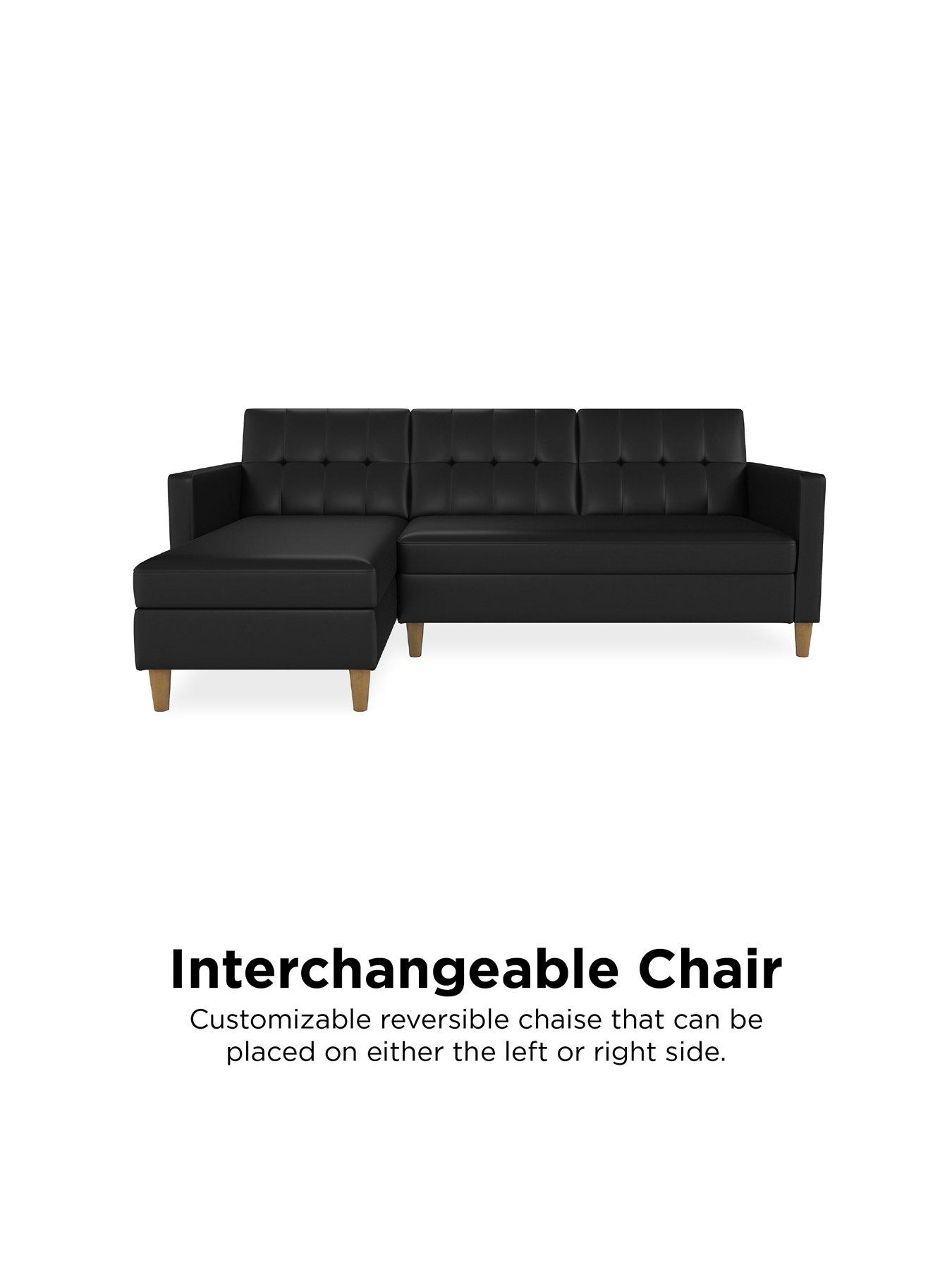  image of dorel-home-hartford-sectional-cornernbspfuton-black