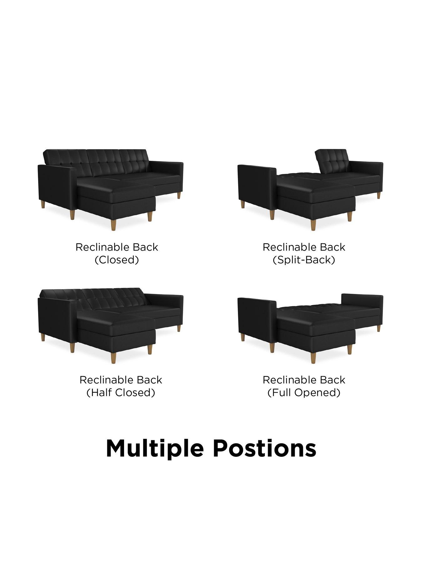  image of dorel-home-hartford-sectional-cornernbspfuton-black