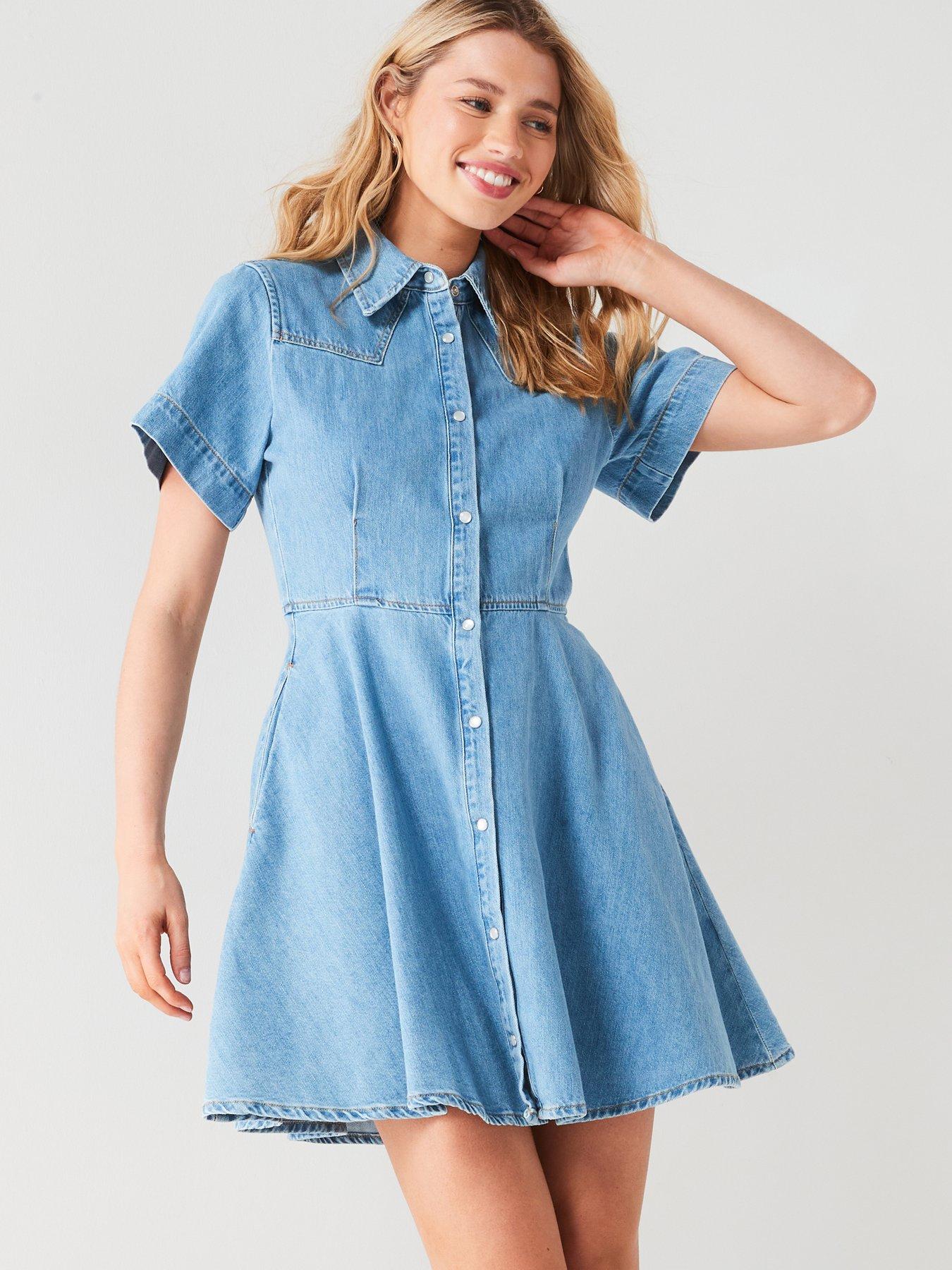 undefined RED Kastari Denim Shirt Dress - Blue