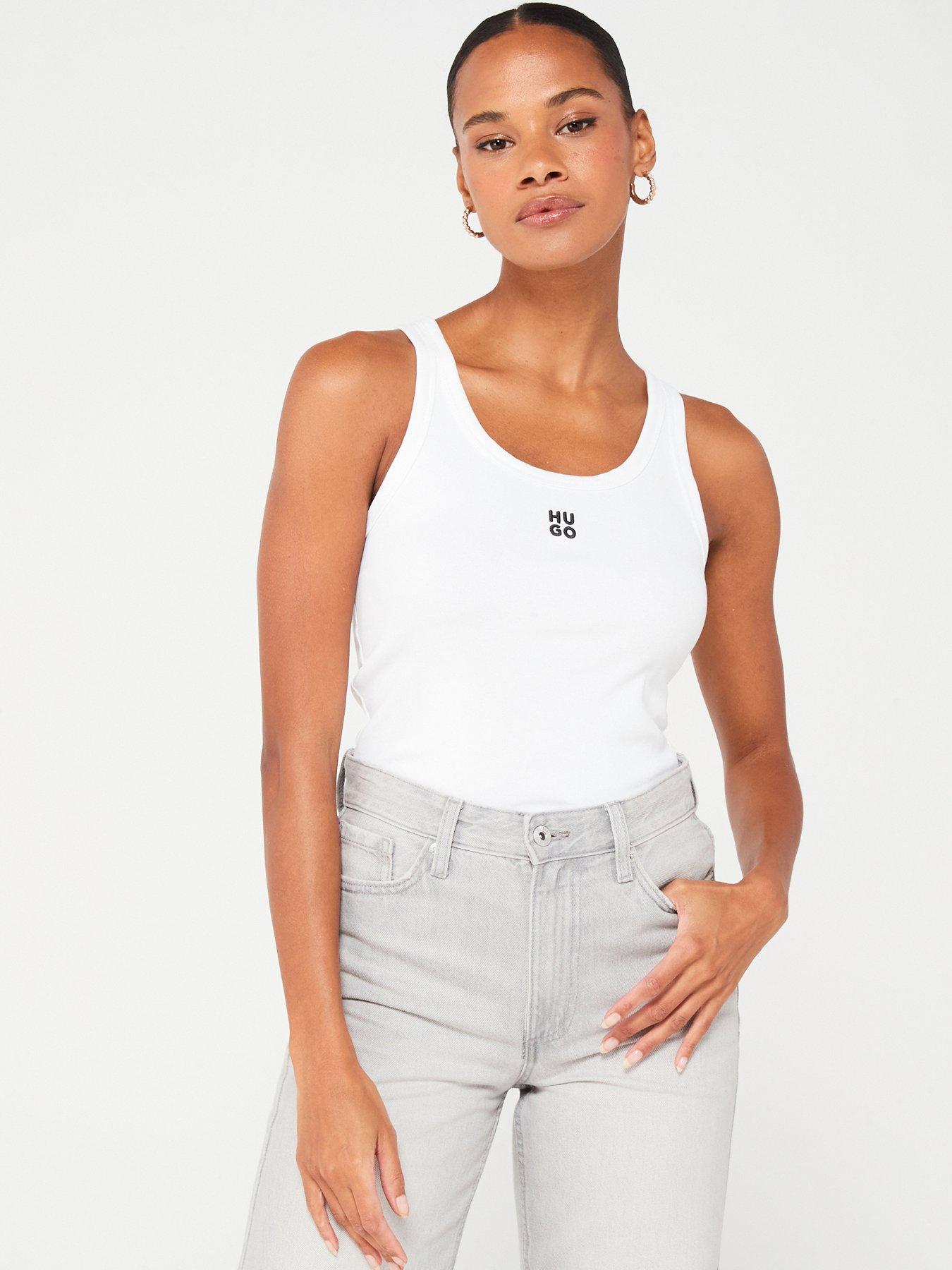 HUGO Red Datamia Logo Vest Top - White