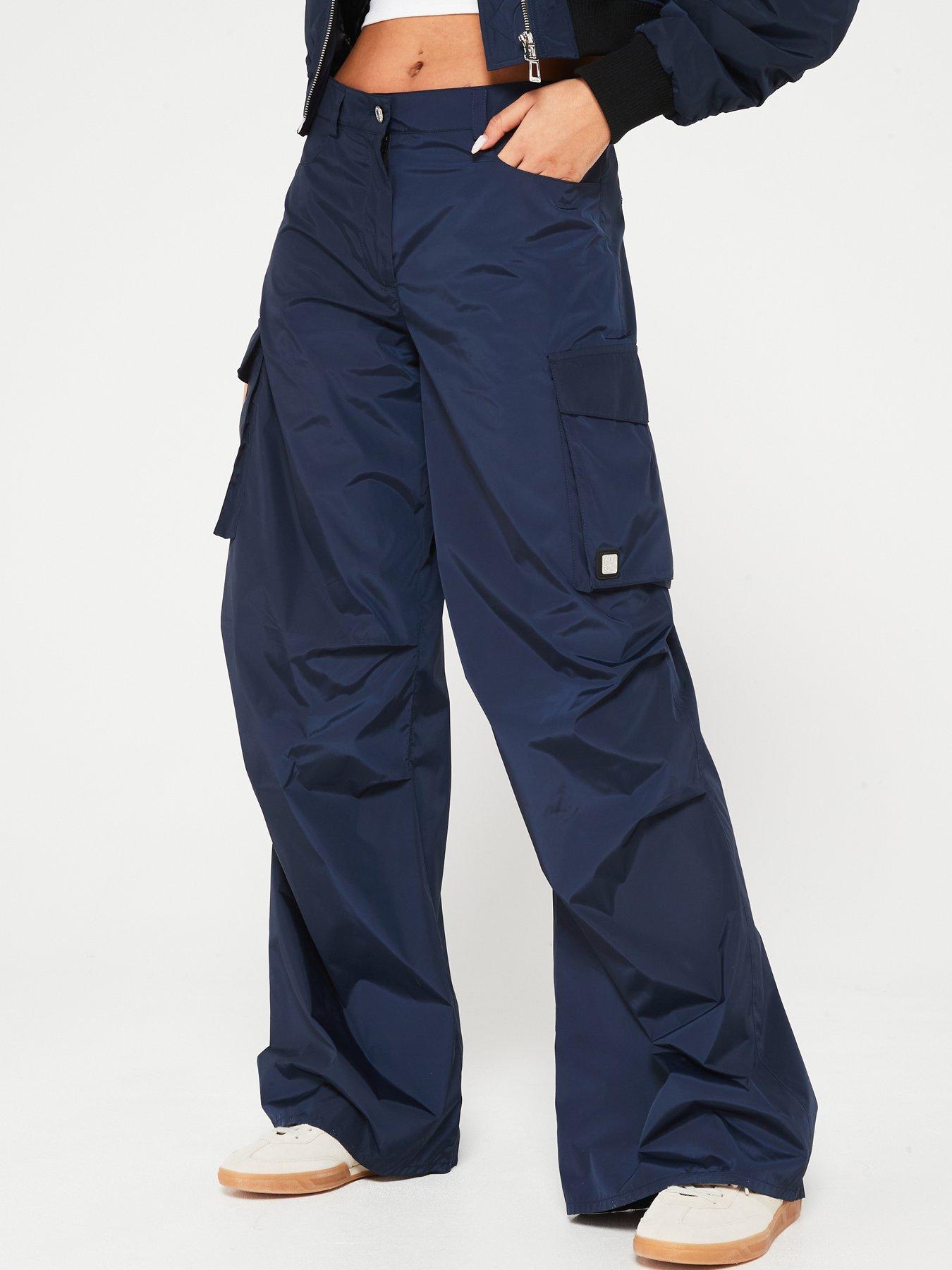 undefined RED Holati Oversized Polyester Cargo Trousers- Navy Blue