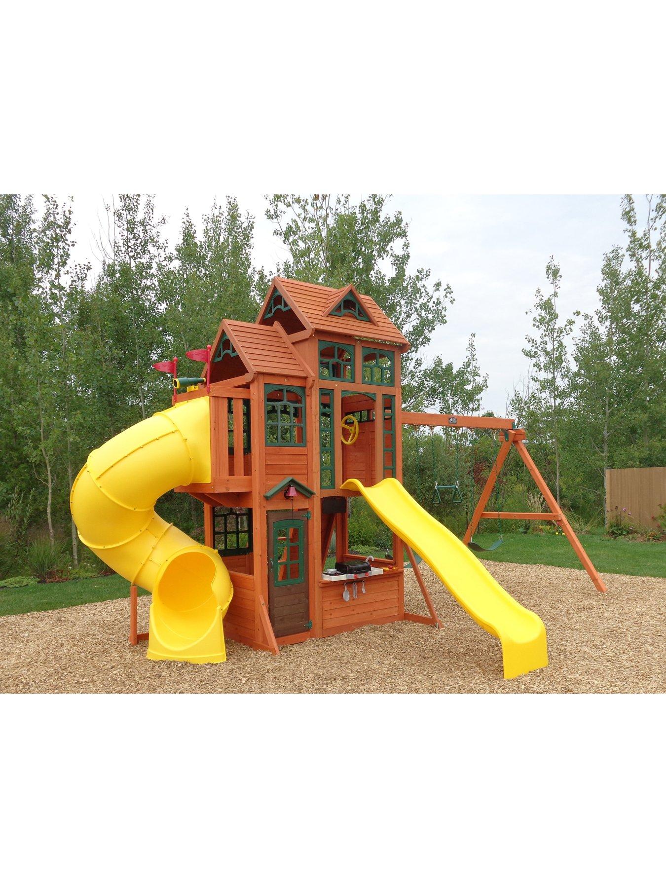 KidKraft Canyon Ridge Fort FSC Wooden Outdoor Swingset