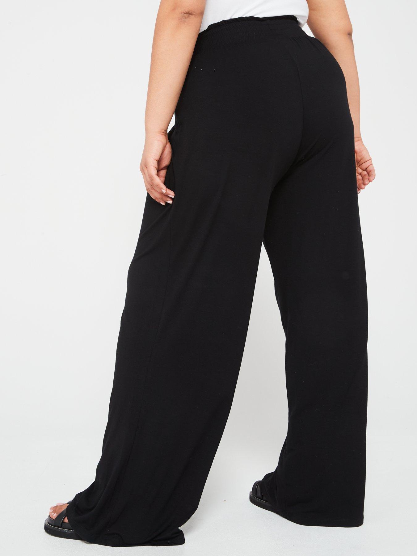 Image 2 of 4 of V by Very Curve Stretch Wide Leg Trouser - Black