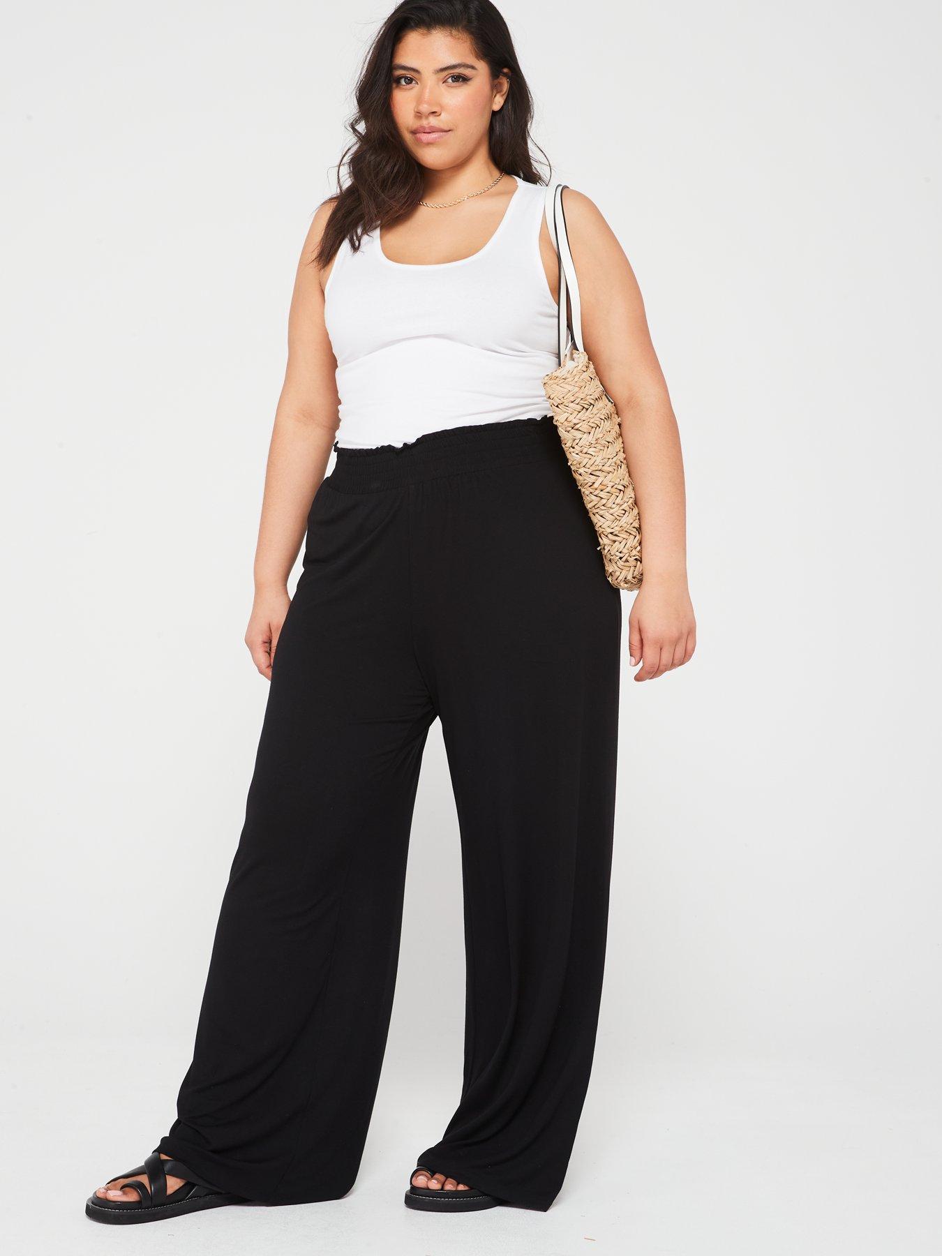 Image 3 of 4 of V by Very Curve Stretch Wide Leg Trouser - Black