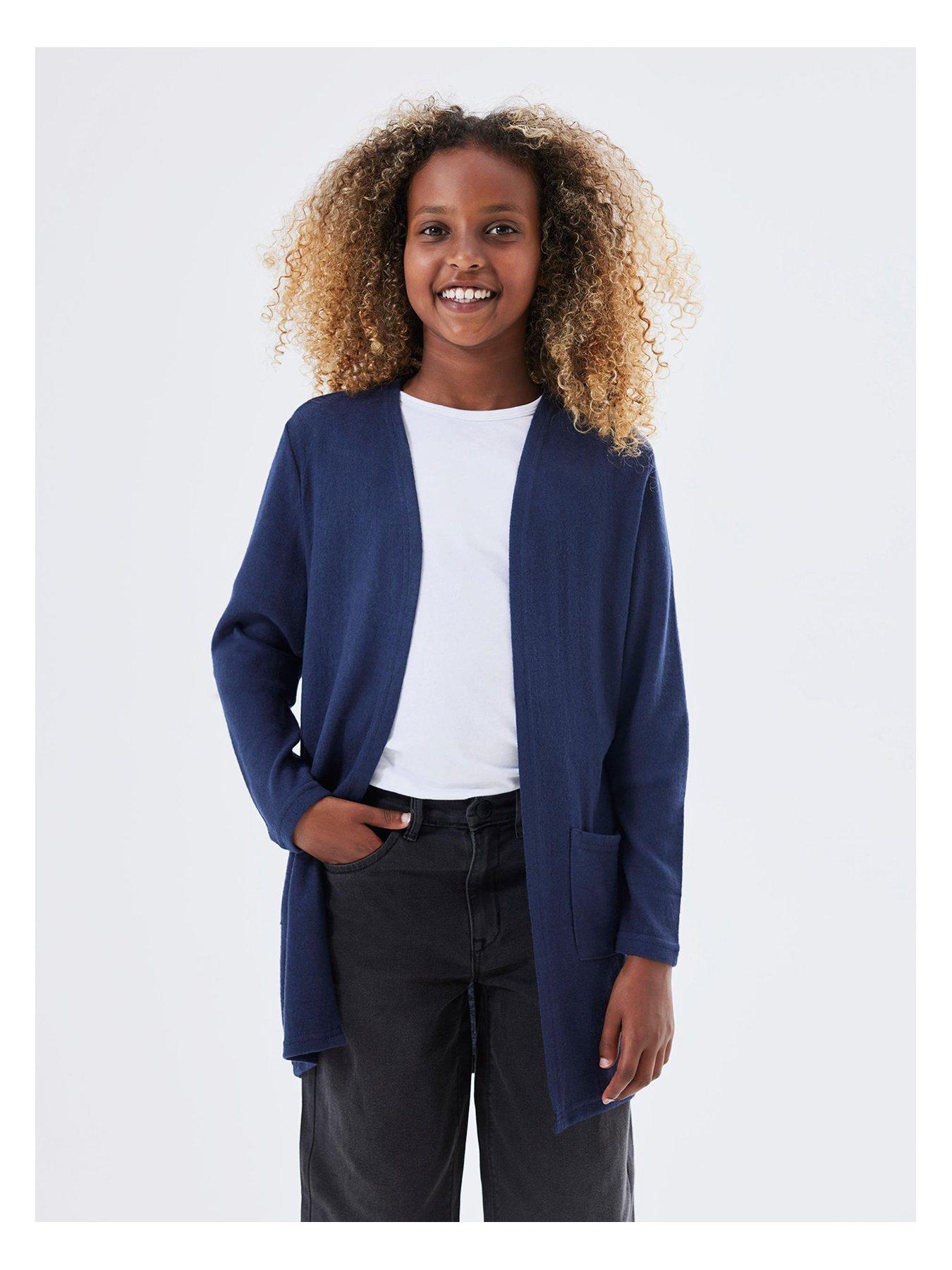 Name It Girls Longline Cardigan - Dark Sapphire