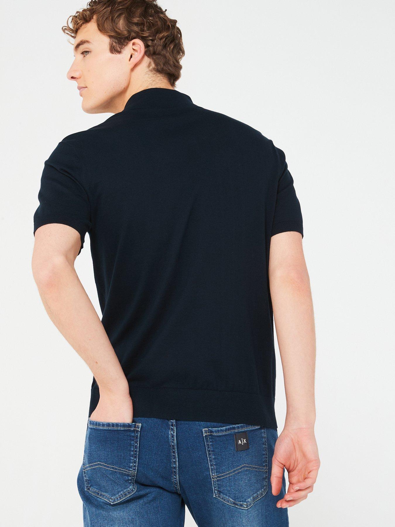 Image 2 of 4 of Armani Exchange Knitted Polo Shirt - Navy