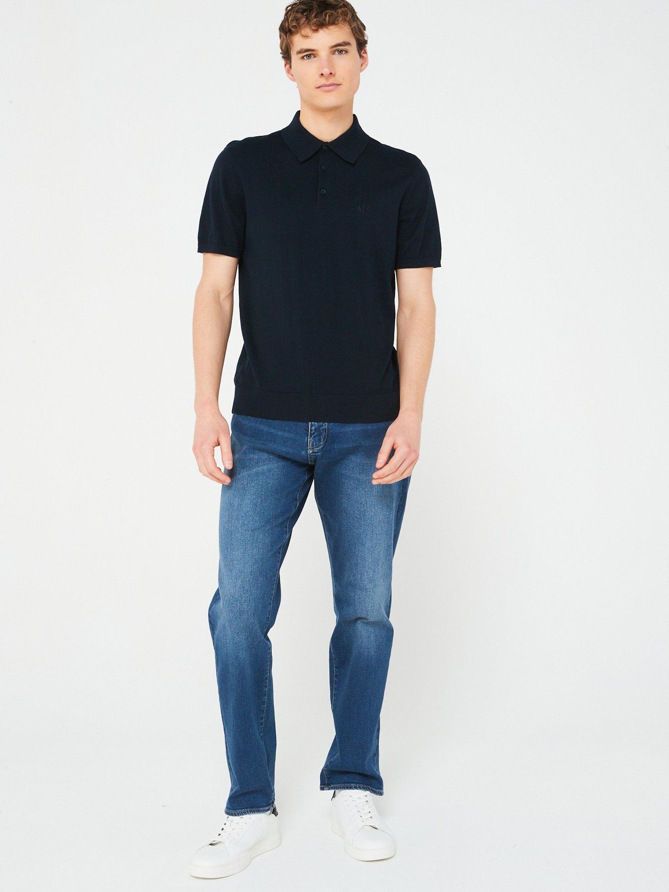 Image 3 of 4 of Armani Exchange Knitted Polo Shirt - Navy