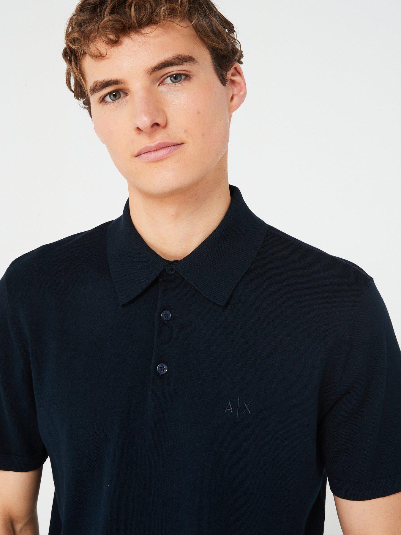 Image 4 of 4 of Armani Exchange Knitted Polo Shirt - Navy