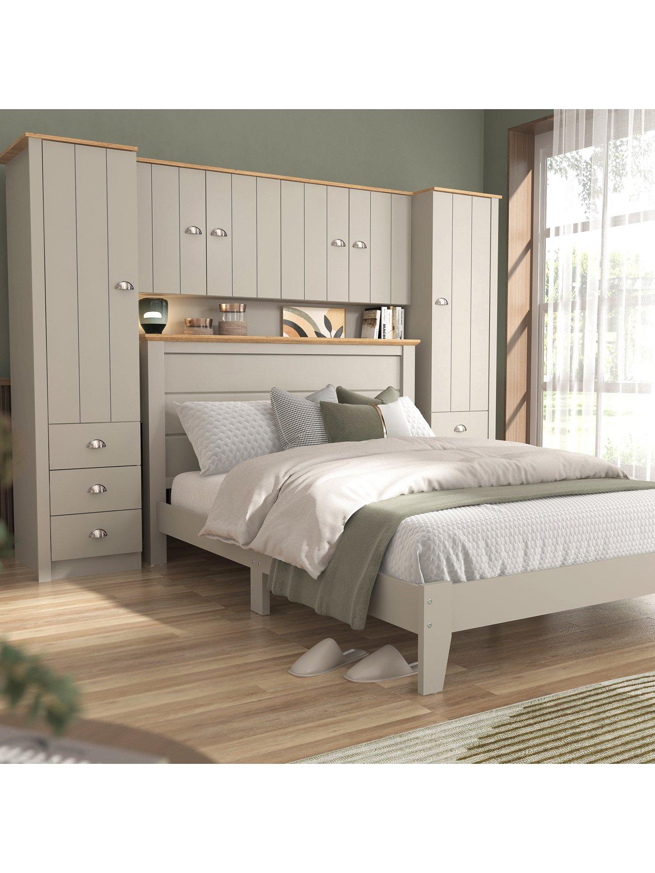 Very Home Atlanta Overbed Storage Unit - Light Grey/Oak Effect