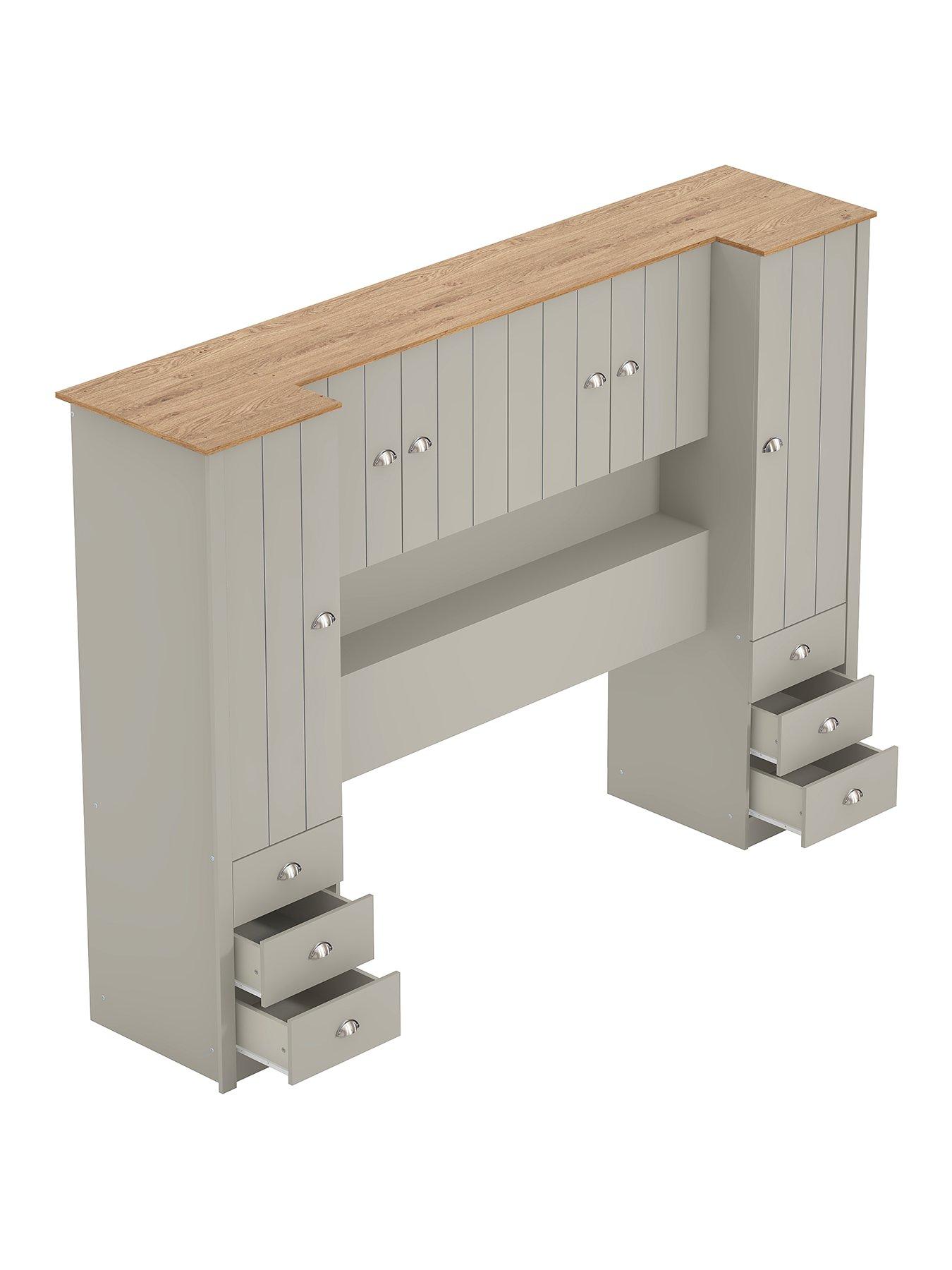 Image 3 of 7 of The Very Collection Atlanta Overbed Storage&nbsp;Unit - Light Grey/Oak Effect