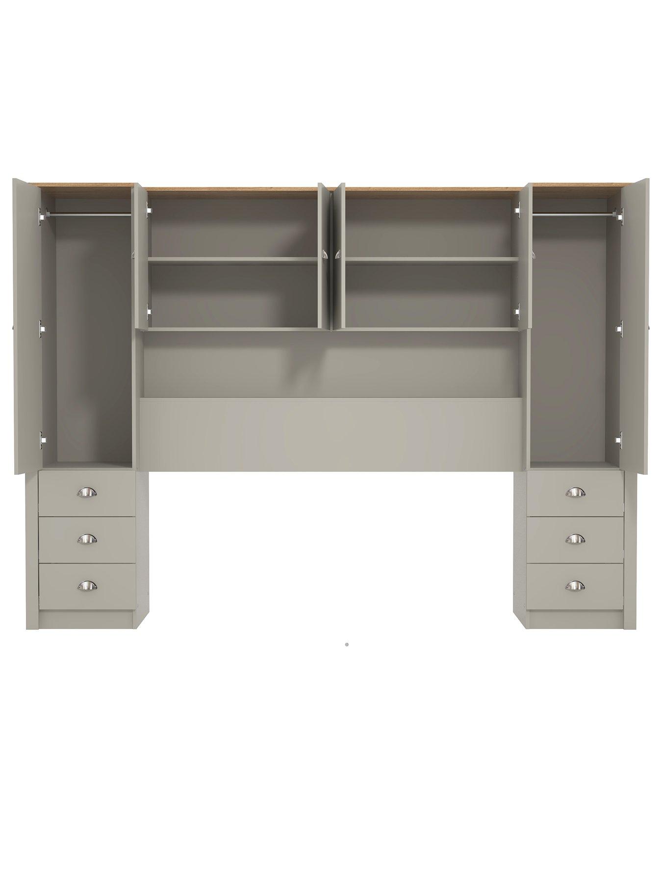 Image 6 of 7 of The Very Collection Atlanta Overbed Storage&nbsp;Unit - Light Grey/Oak Effect