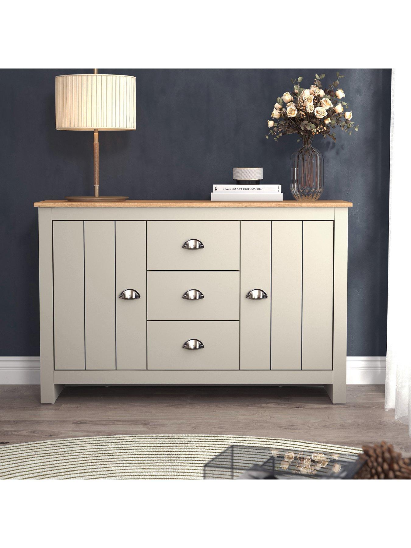 Image 1 of 7 of Very Home Atlanta Wide Sideboard - Light Grey/Oak