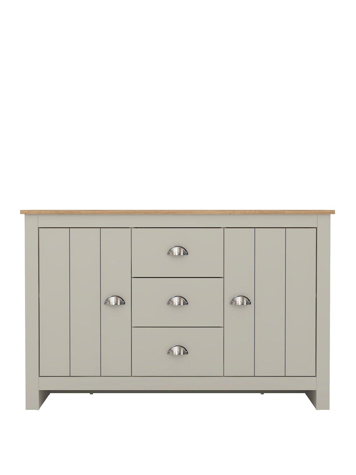 Image 2 of 7 of Very Home Atlanta Wide Sideboard - Light Grey/Oak