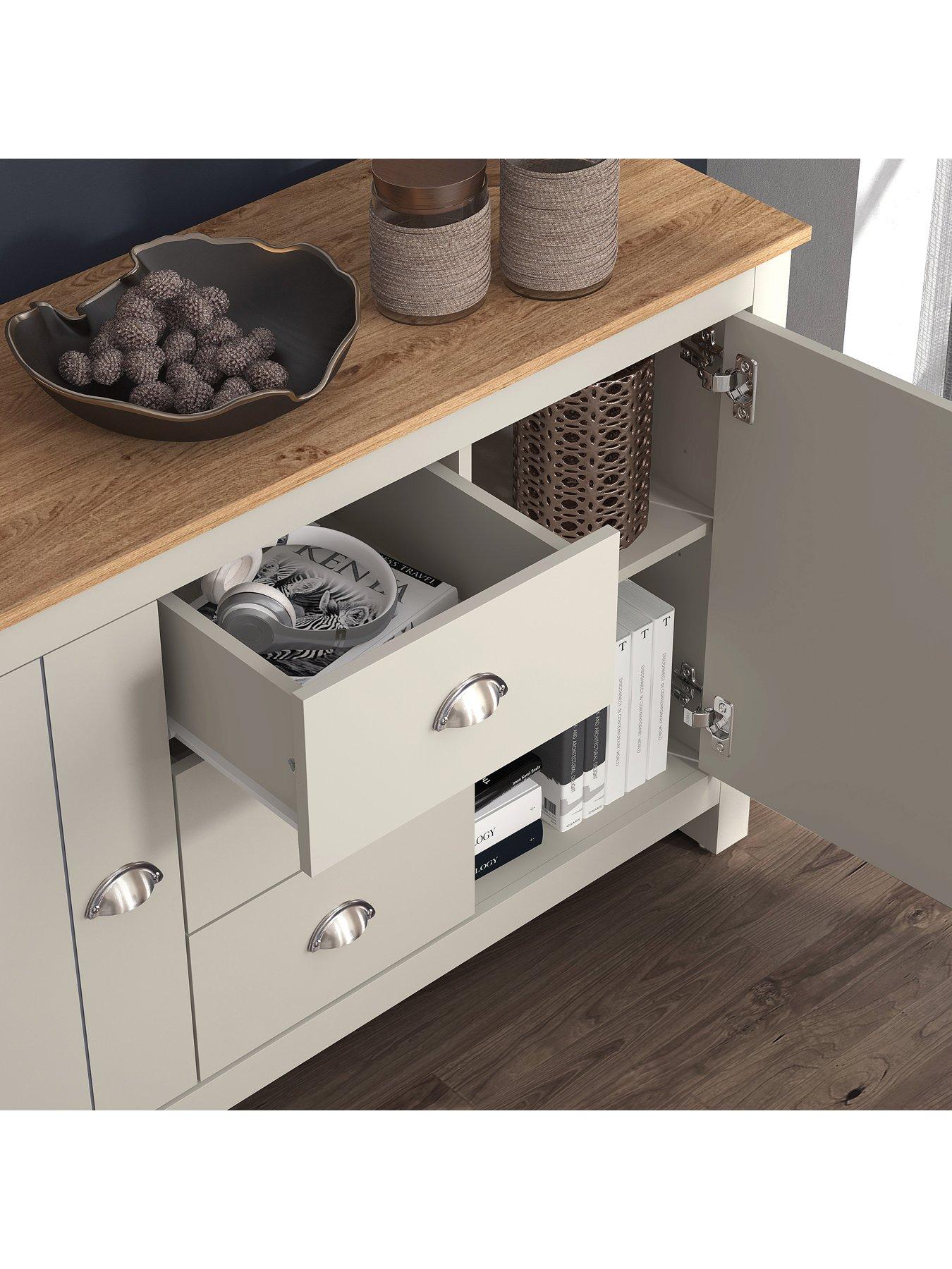 Image 4 of 7 of Very Home Atlanta Wide Sideboard - Light Grey/Oak
