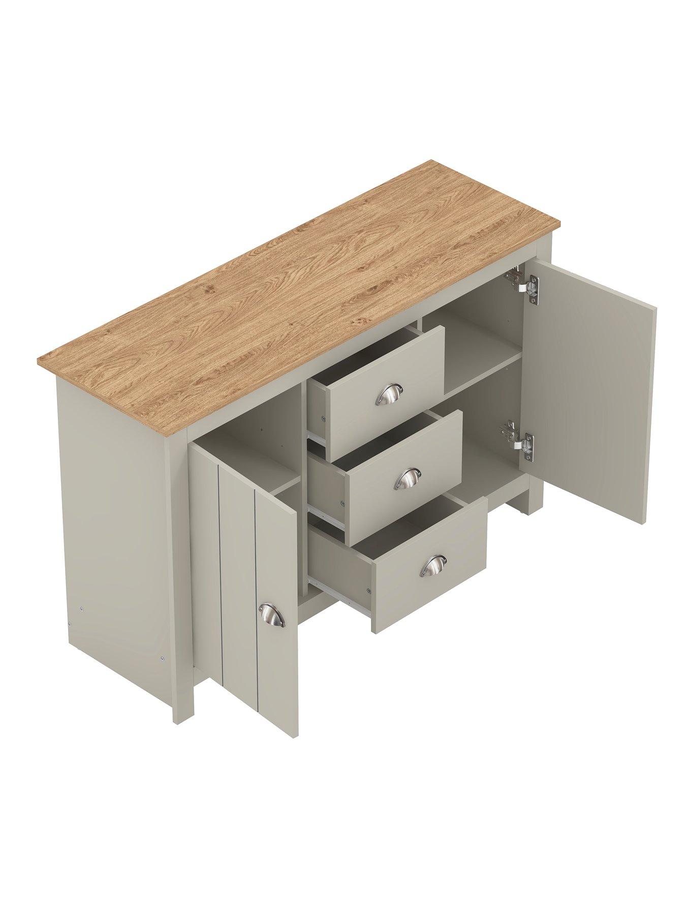 Image 6 of 7 of Very Home Atlanta Wide Sideboard - Light Grey/Oak