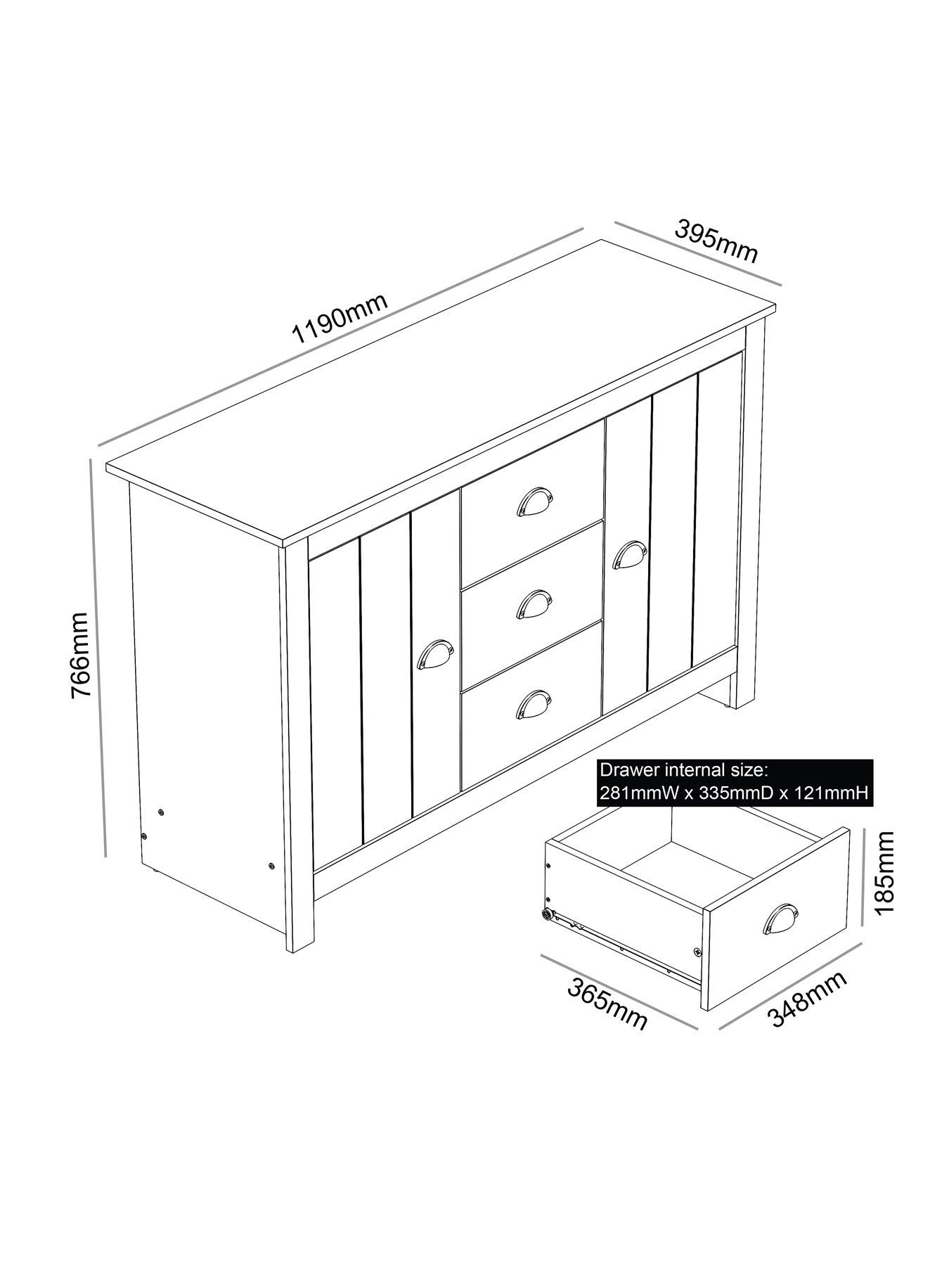 Image 7 of 7 of Very Home Atlanta Wide Sideboard - Light Grey/Oak