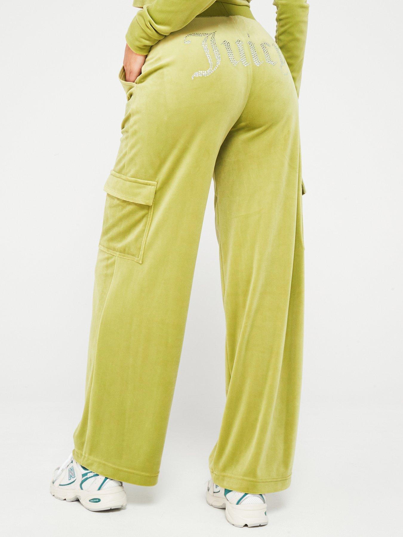 undefined Audree Velour Cargo With Juicy Diamante Logo - Green