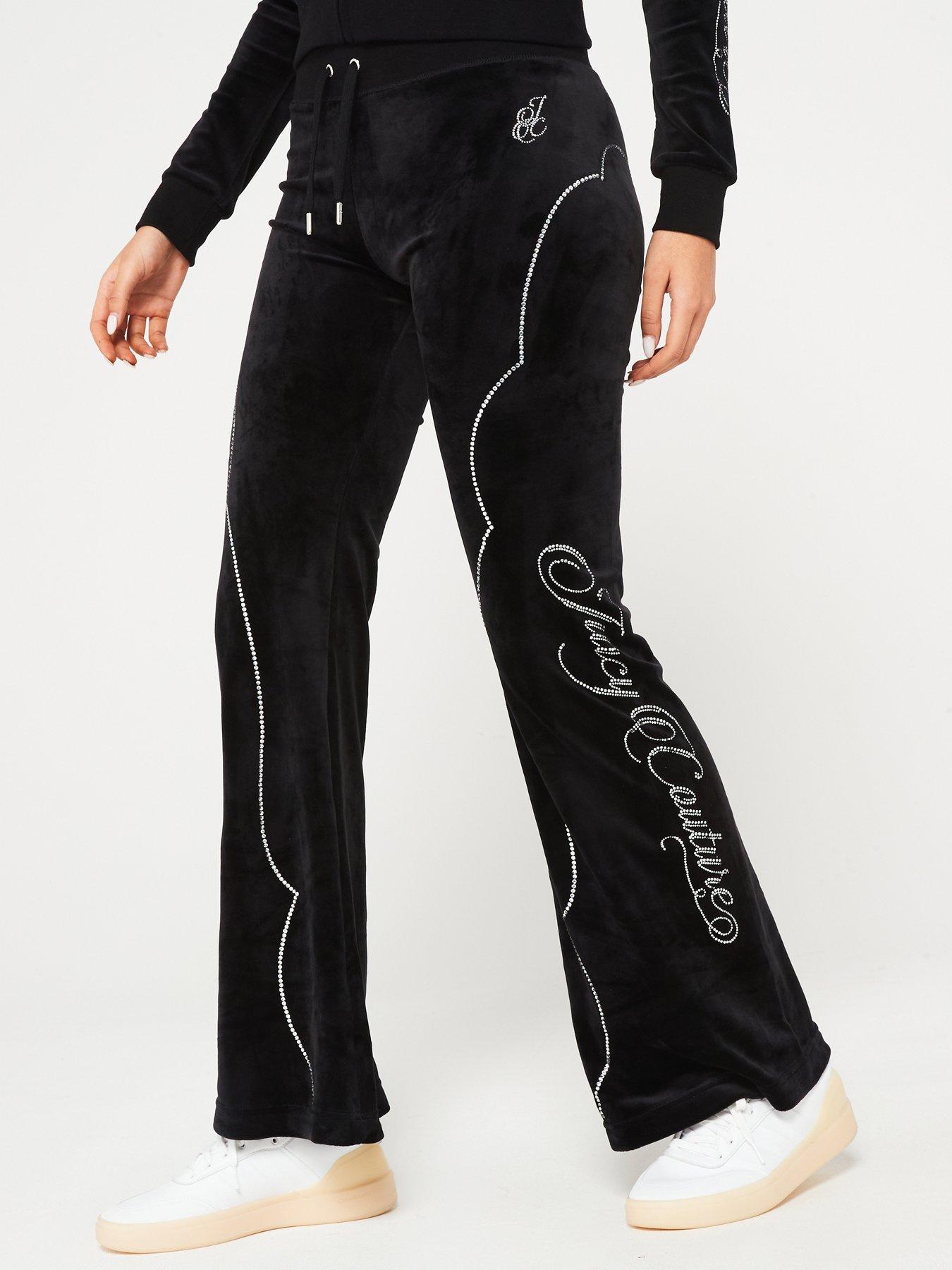 Juicy Couture Western Velour Low Rise Trackpant With Diamante Detailing Black littlewoods