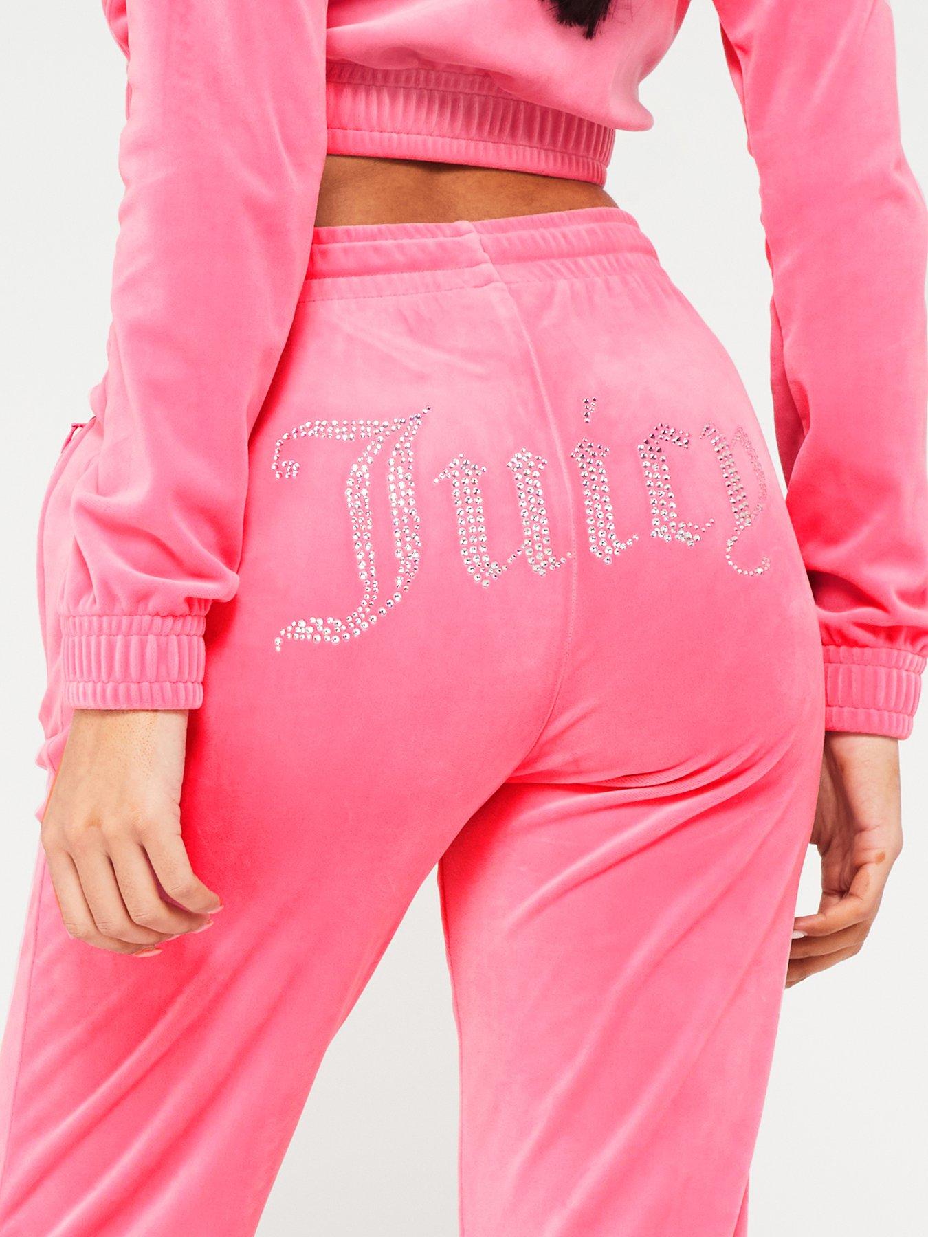 Juicy Couture Tina Classic Velour Track Pant With Juicy Diamante Logo - Pink