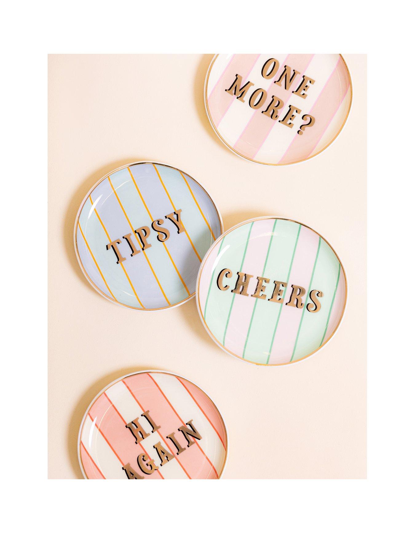 undefined Set Of 4 Ceramic Coasters - Slogan