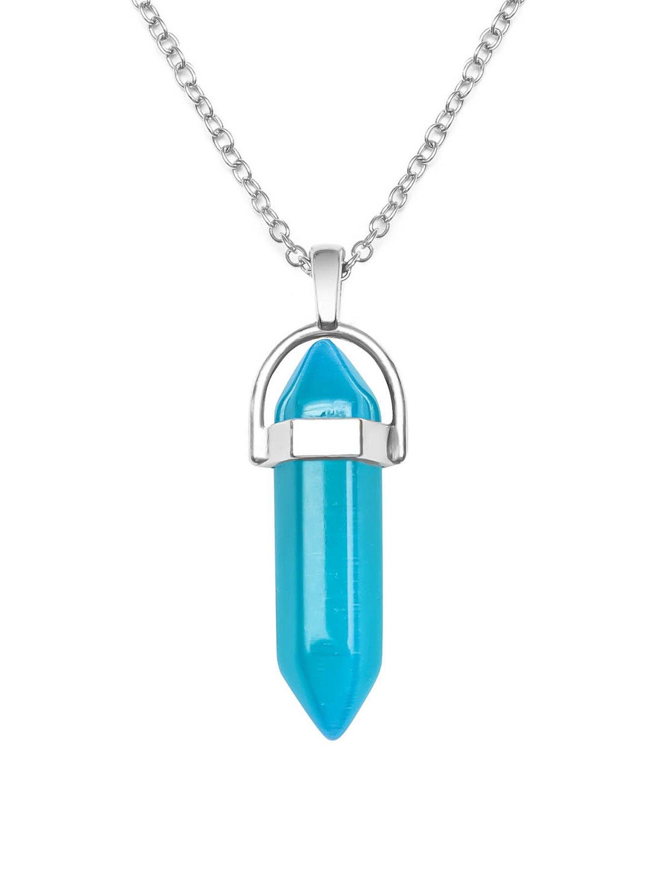 undefined Aquamarine Silver Plated Crystal Drop Charm Necklace