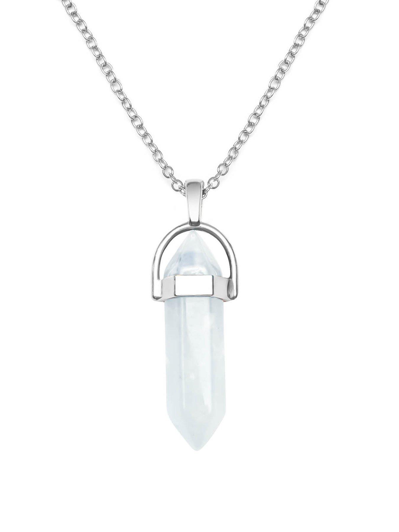 the-love-collection-quartz-silver-plated-crystal-drop-charm-necklace