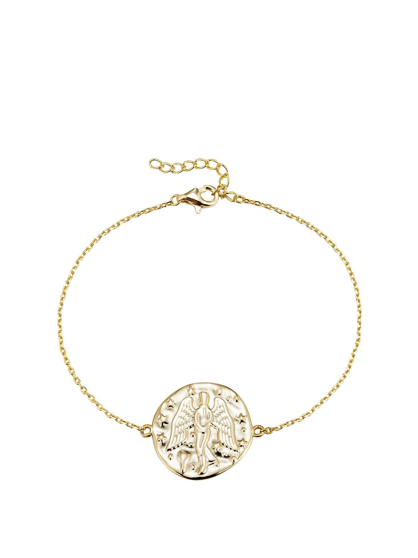 undefined 18ct Gold Plated Sterling Silver Patterned Disc Bracelet