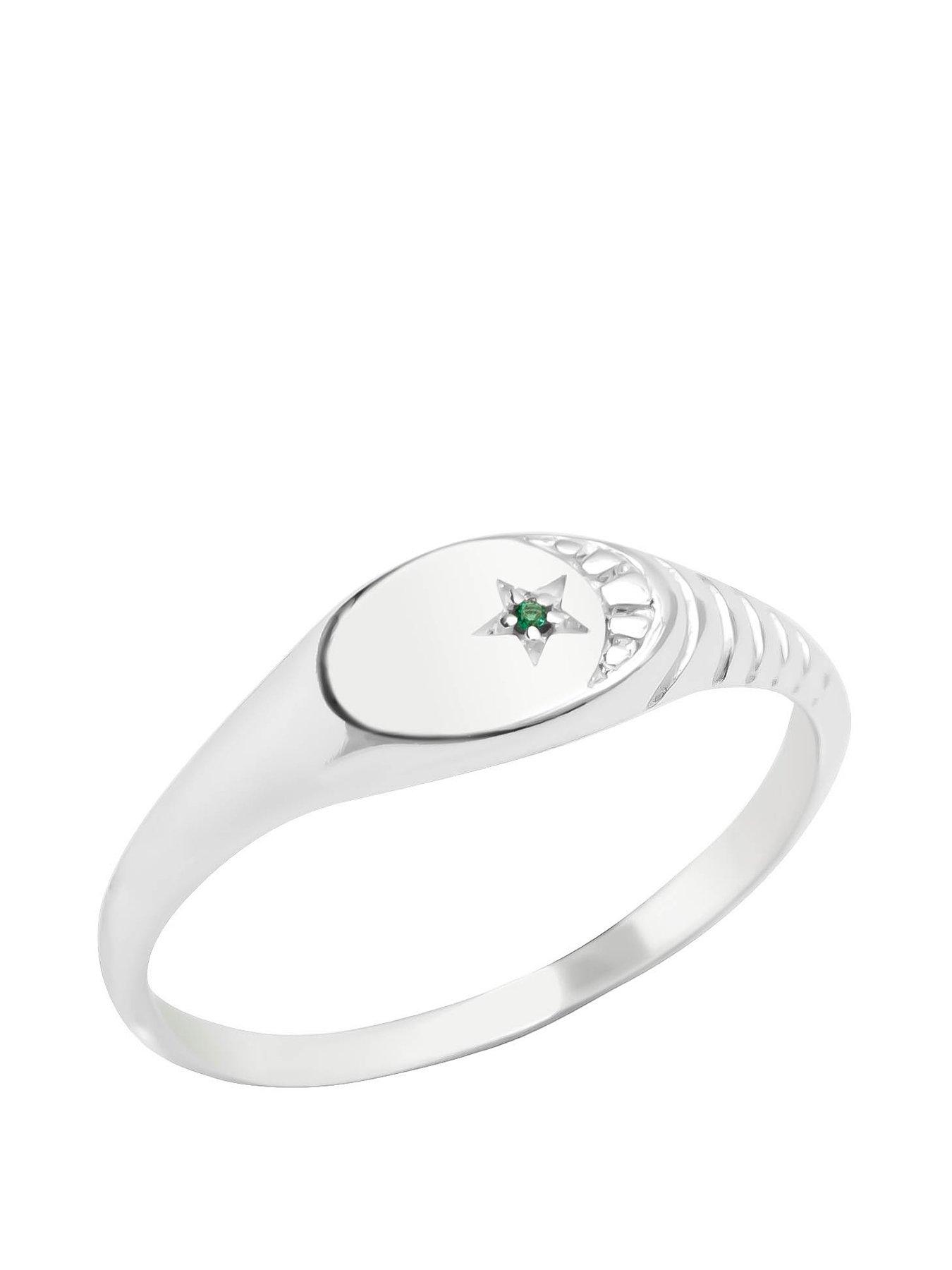 the-love-collection-sterling-silver-ribbed-signet-ring-with-cz-stone-and-moon-detail