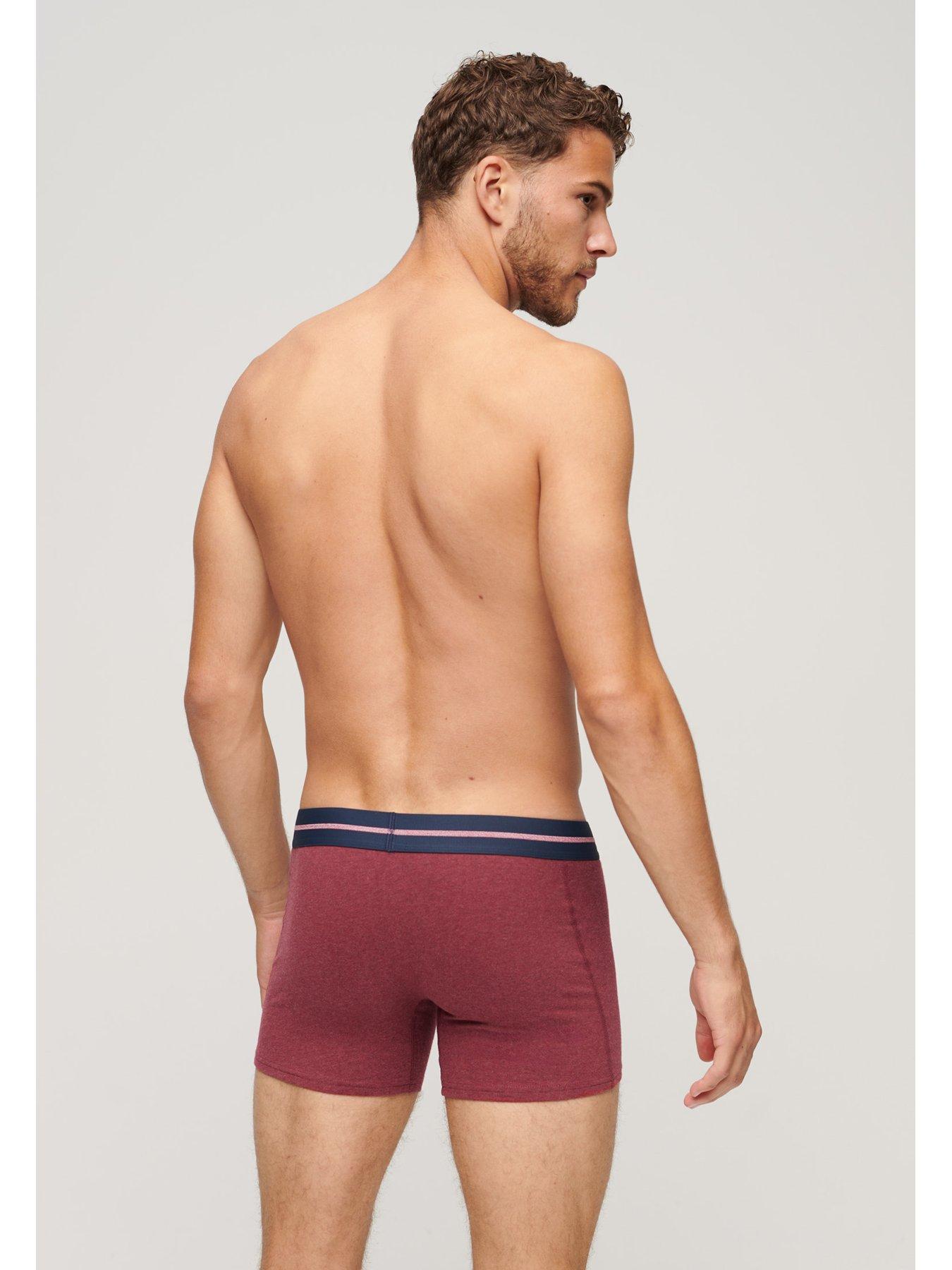  image of superdry-3-pack-logo-waistband-boxers-red