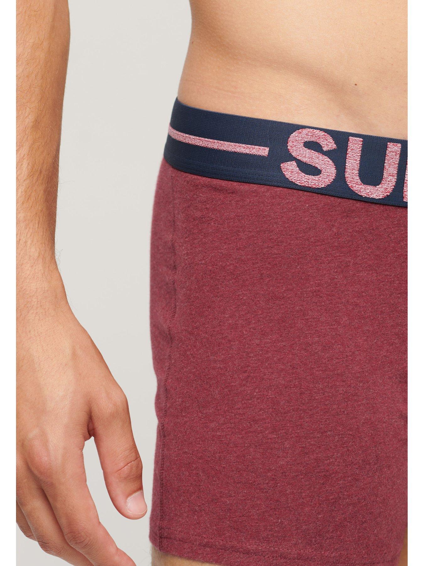  image of superdry-3-pack-logo-waistband-boxers-red