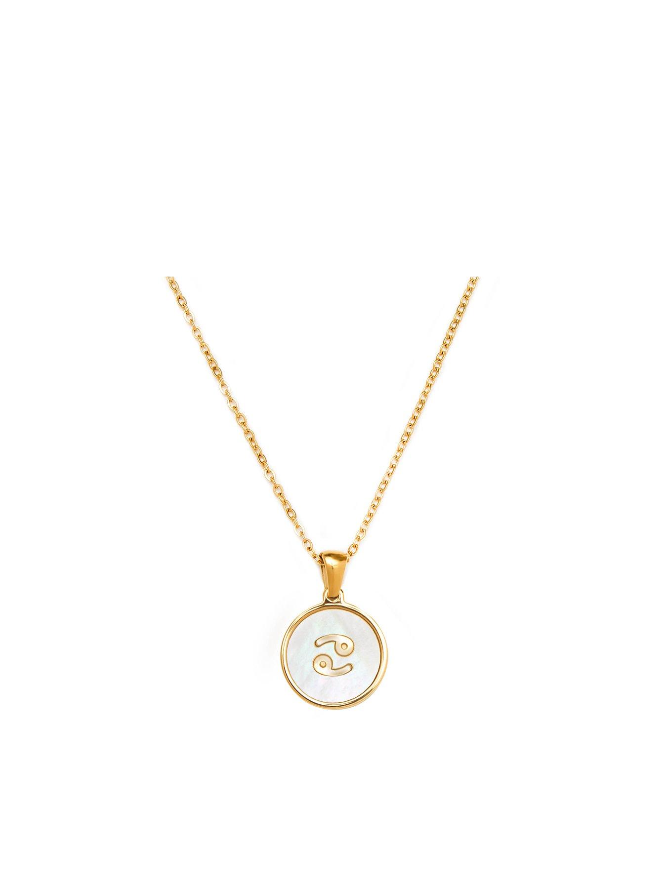 The Love Collection Gold Plated Mother of Pearl Zodiac Charm Necklace
