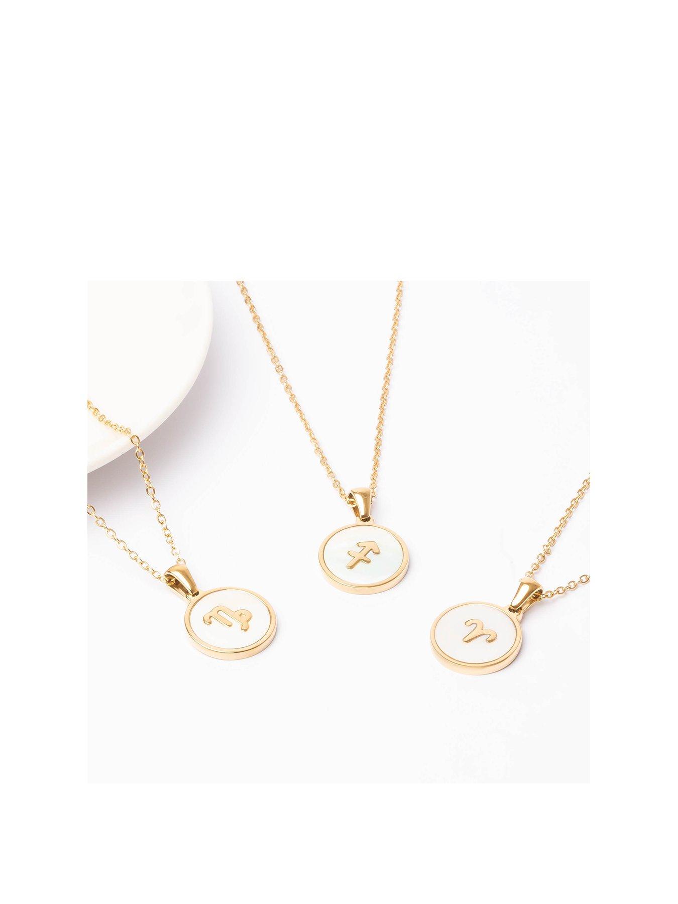 The Love Collection Gold Plated Mother of Pearl Zodiac Charm Necklace
