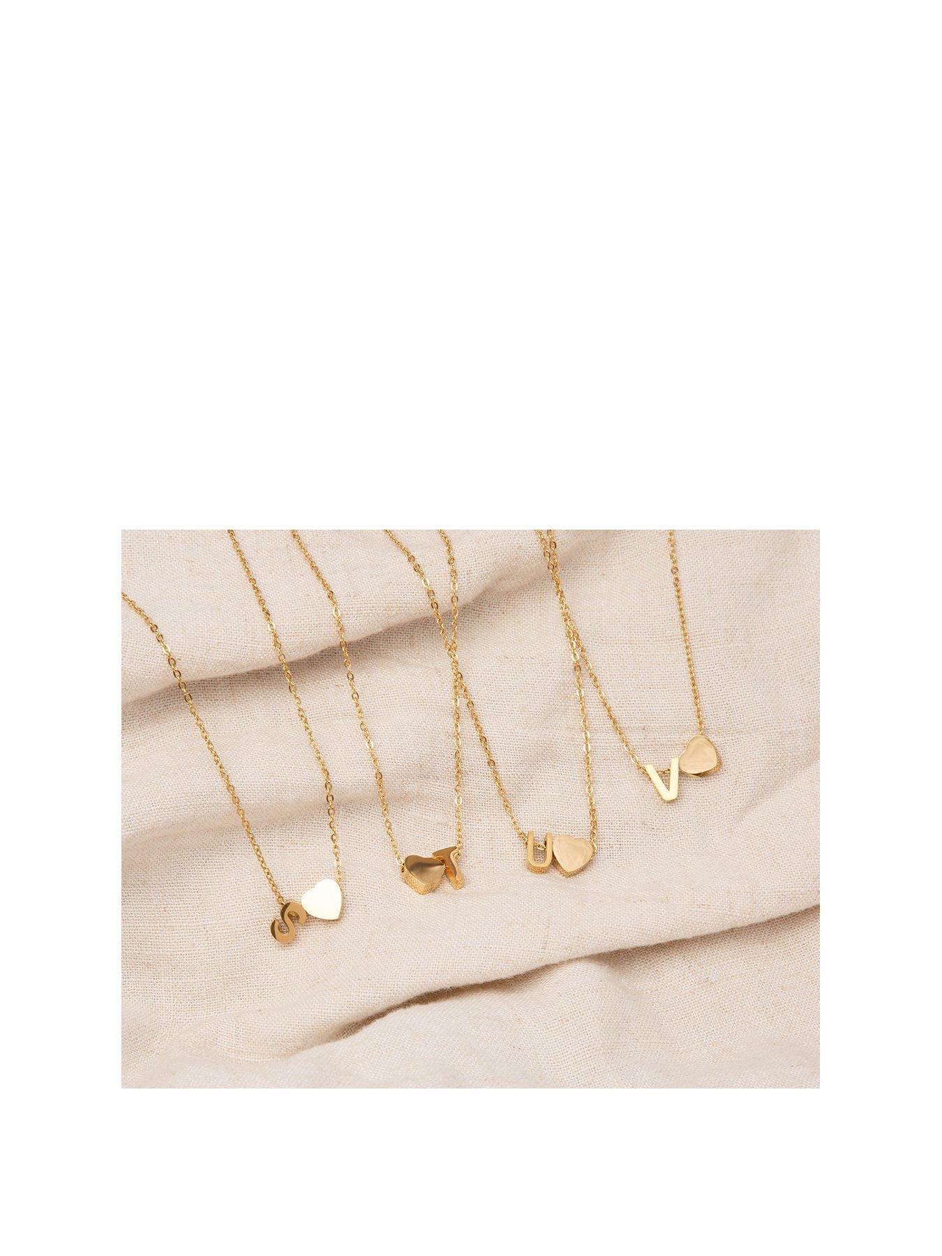 The Love Collection Gold Plated Heart and Initial Charm Necklace