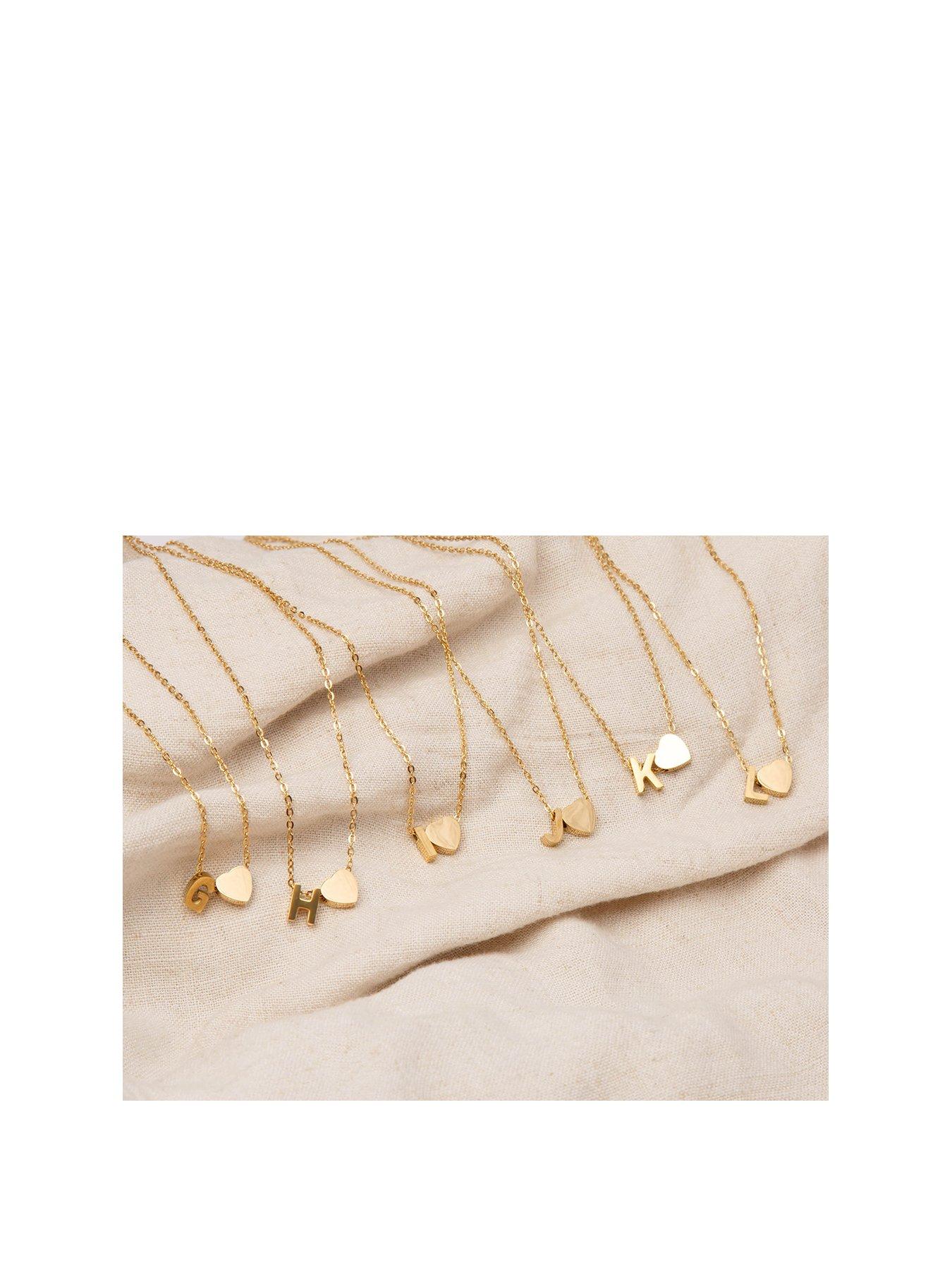 The Love Collection Gold Plated Heart and Initial Charm Necklace
