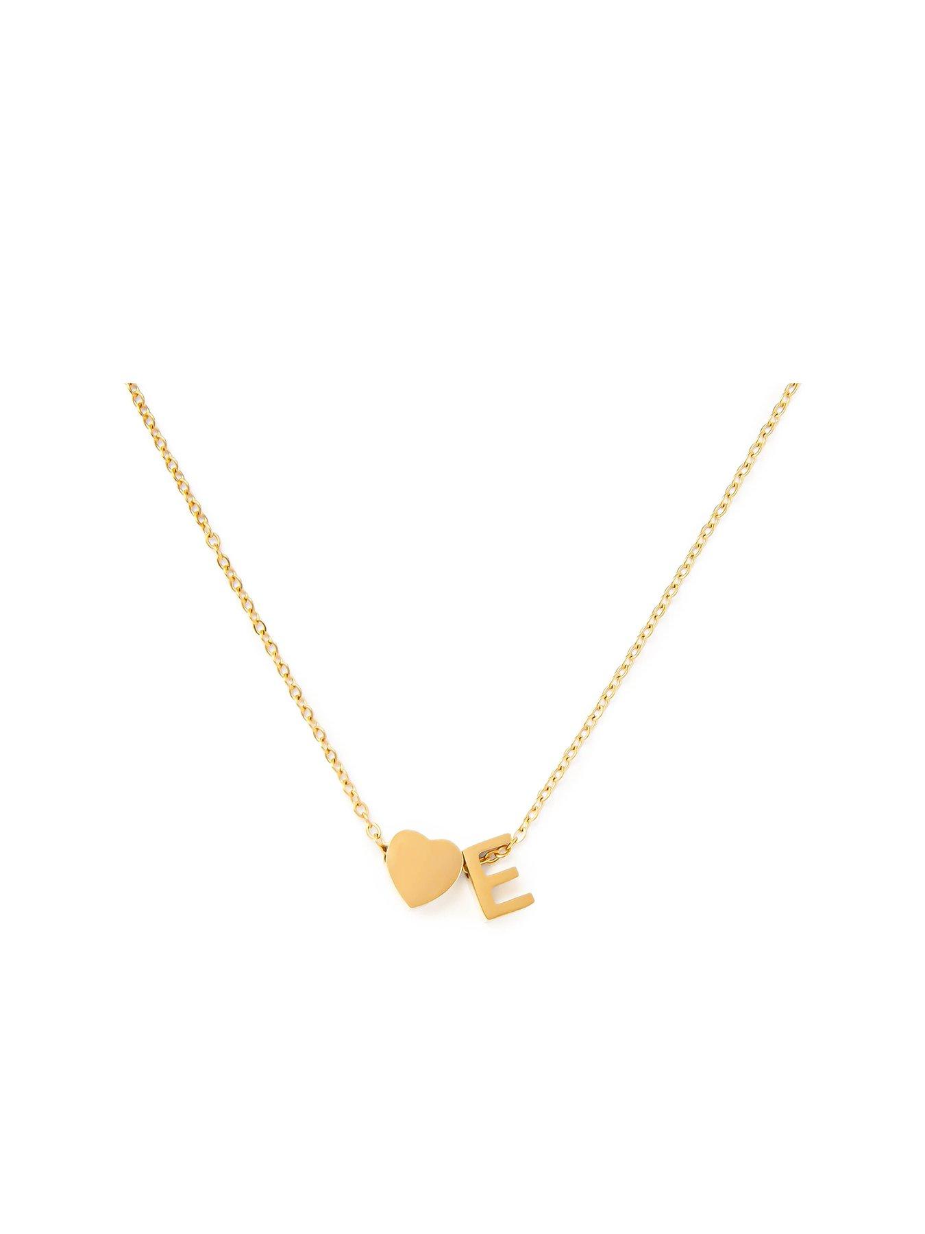 The Love Collection Gold Plated Heart and Initial Charm Necklace